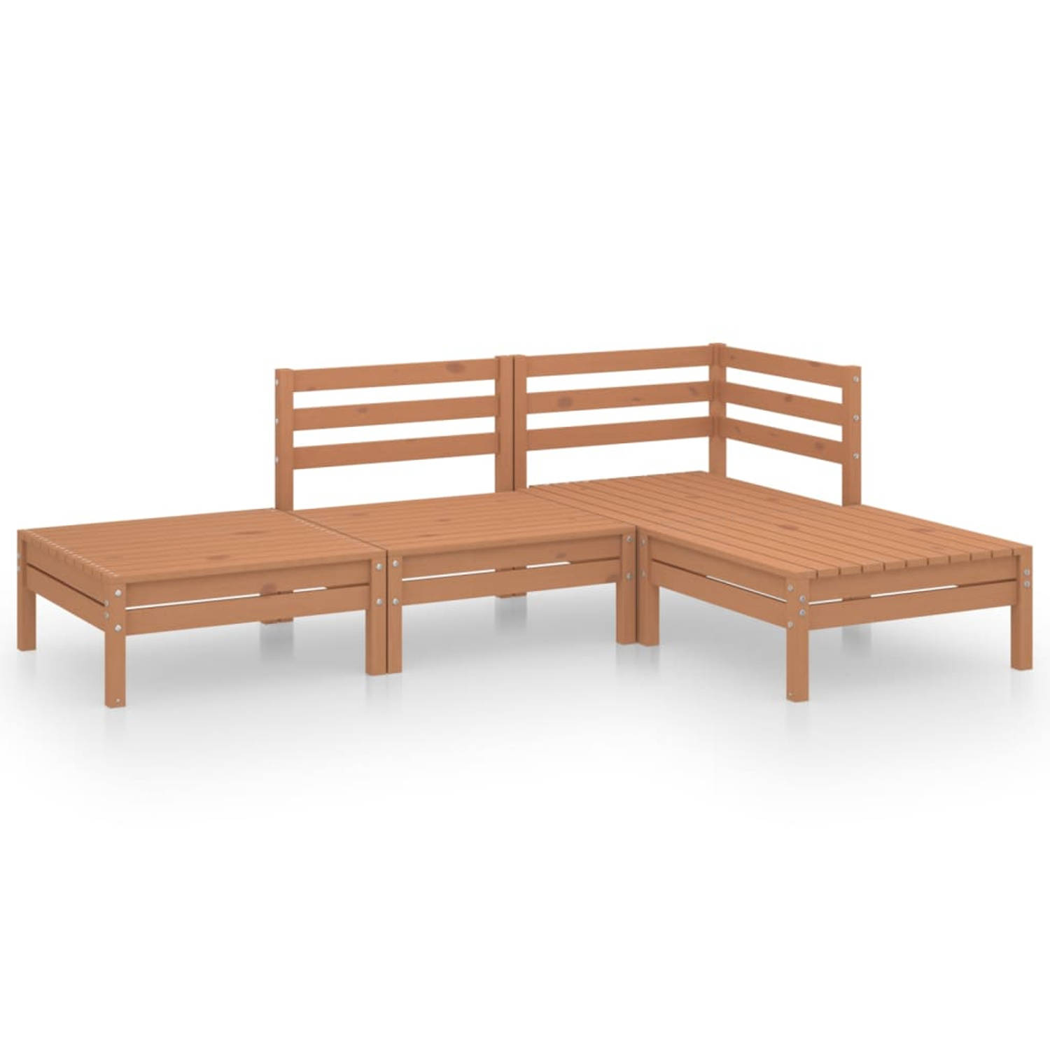 The Living Store 4-delige Loungeset massief grenenhout honingbruin - Tuinset