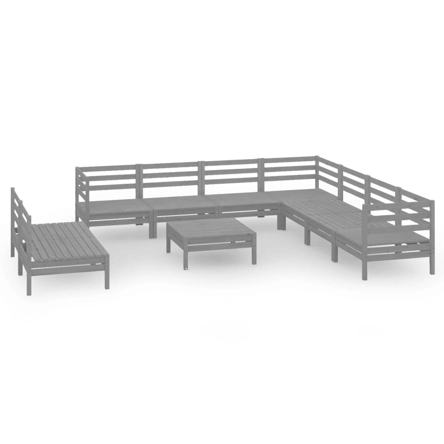 The Living Store Tuinset Pallet - 63.5 x 63.5 x 62.5 cm - Grenenhout - Grijs