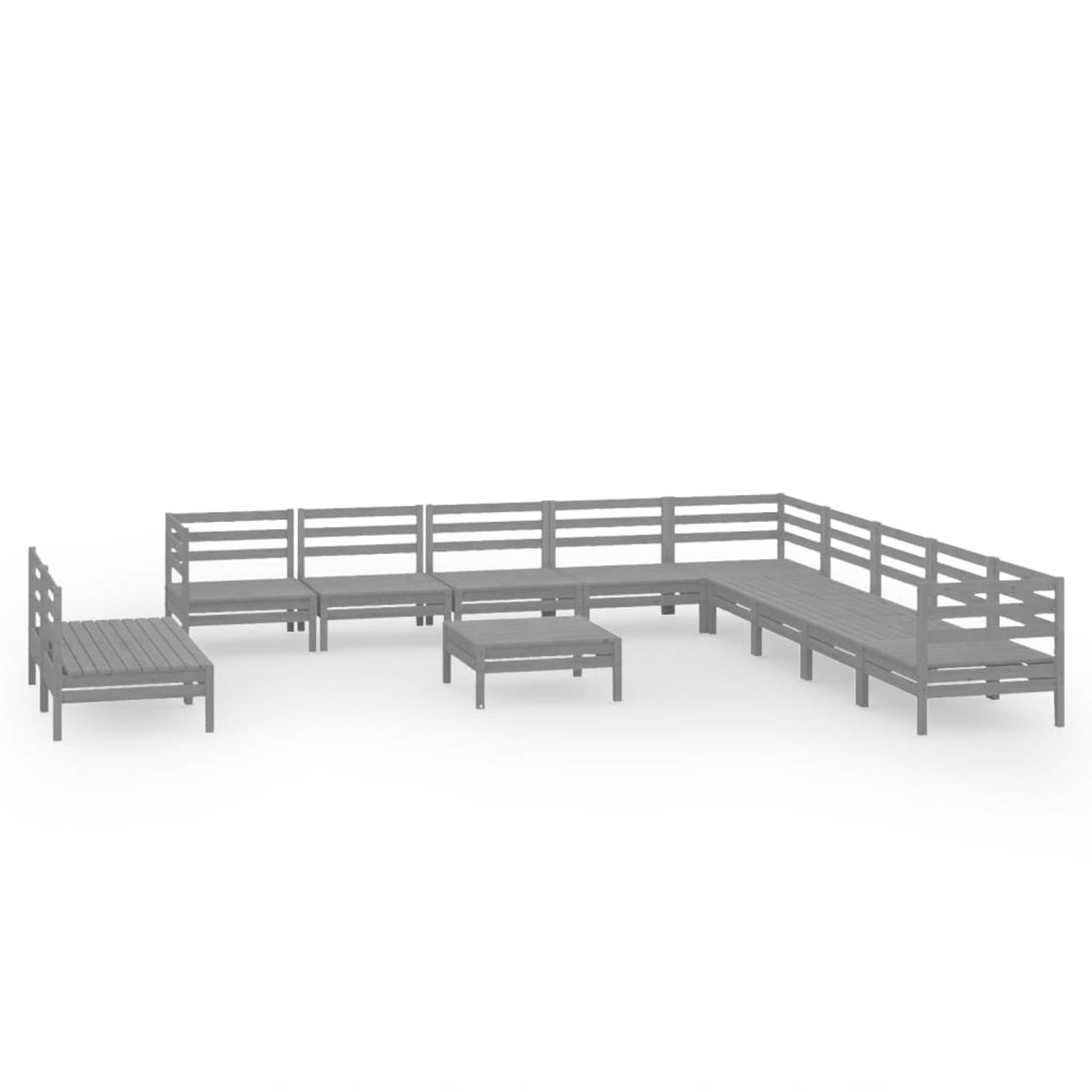 The Living Store Tuinset Pallet - 63.5 x 63.5 x 62.5 cm - Grijs - Massief grenenhout