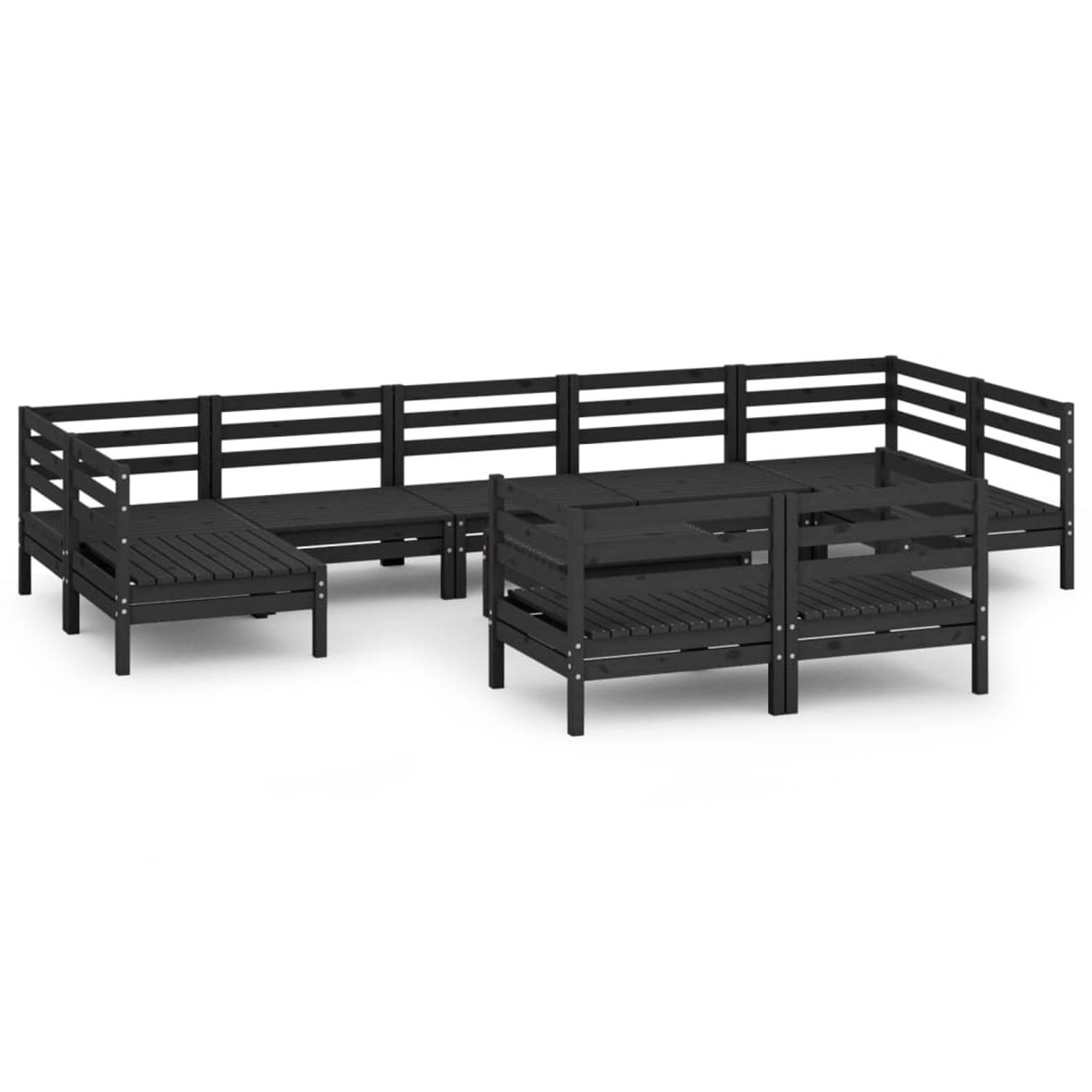 The Living Store Loungeset Pallet - 63.5 x 63.5 x 62.5 cm - zwart - massief grenenhout