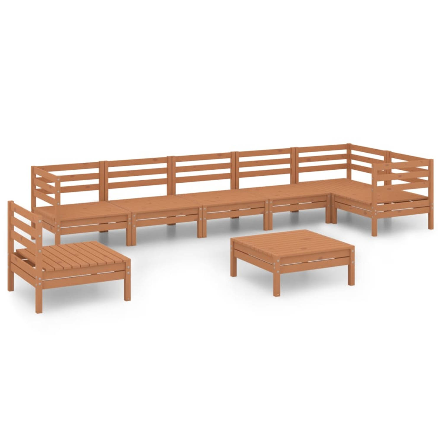 The Living Store Tuinmeubelset - Grenenhout - Hoek/middenbank- 63.5x63.5x62.5cm - Voetenbank/tafel- 63.5x63.5x28.5cm