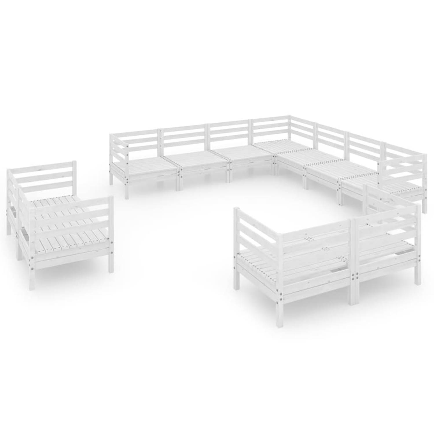 The Living Store tuinset Pallet - 63.5 x 63.5 x 62.5 cm - wit - massief grenenhout