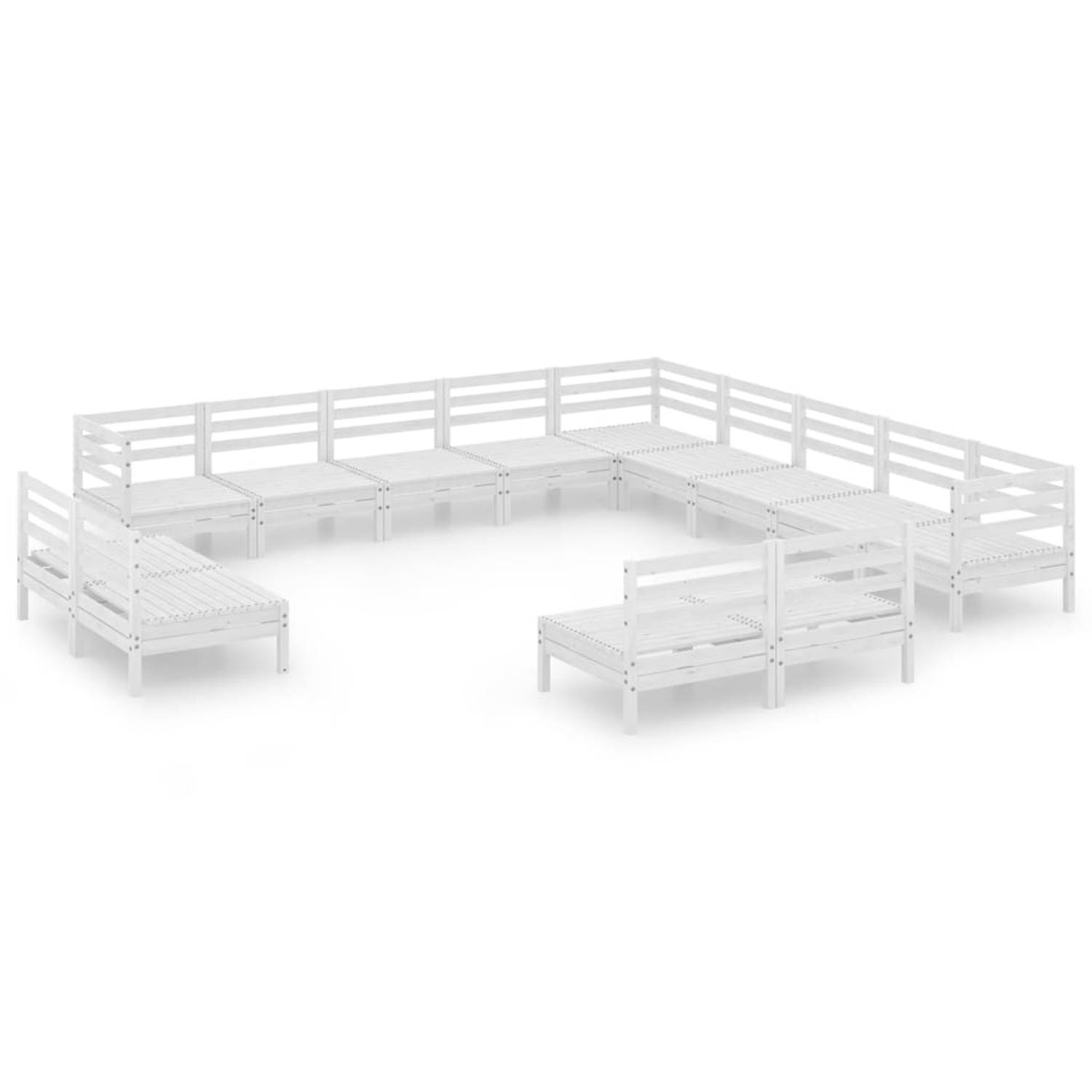 The Living Store Loungeset Pallet - 63.5 x 63.5 x 62.5 cm - wit grenenhout