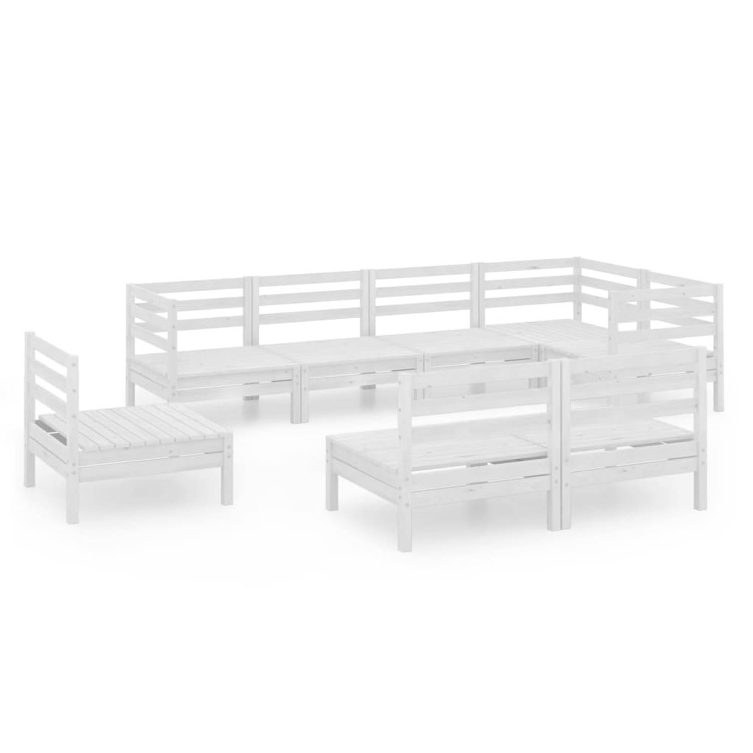 The Living Store Tuinmeubelset - Grenenhout - Wit - 63.5 x 63.5 x 62.5 cm - Modulair design