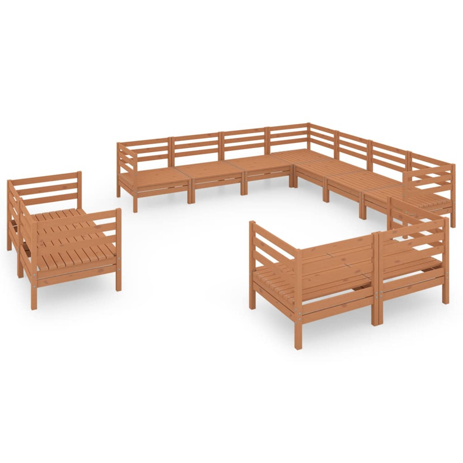 The Living Store Tuinset Pallet Grenenhout - 63.5 x 63.5 x 62.5 cm - Honingbruin