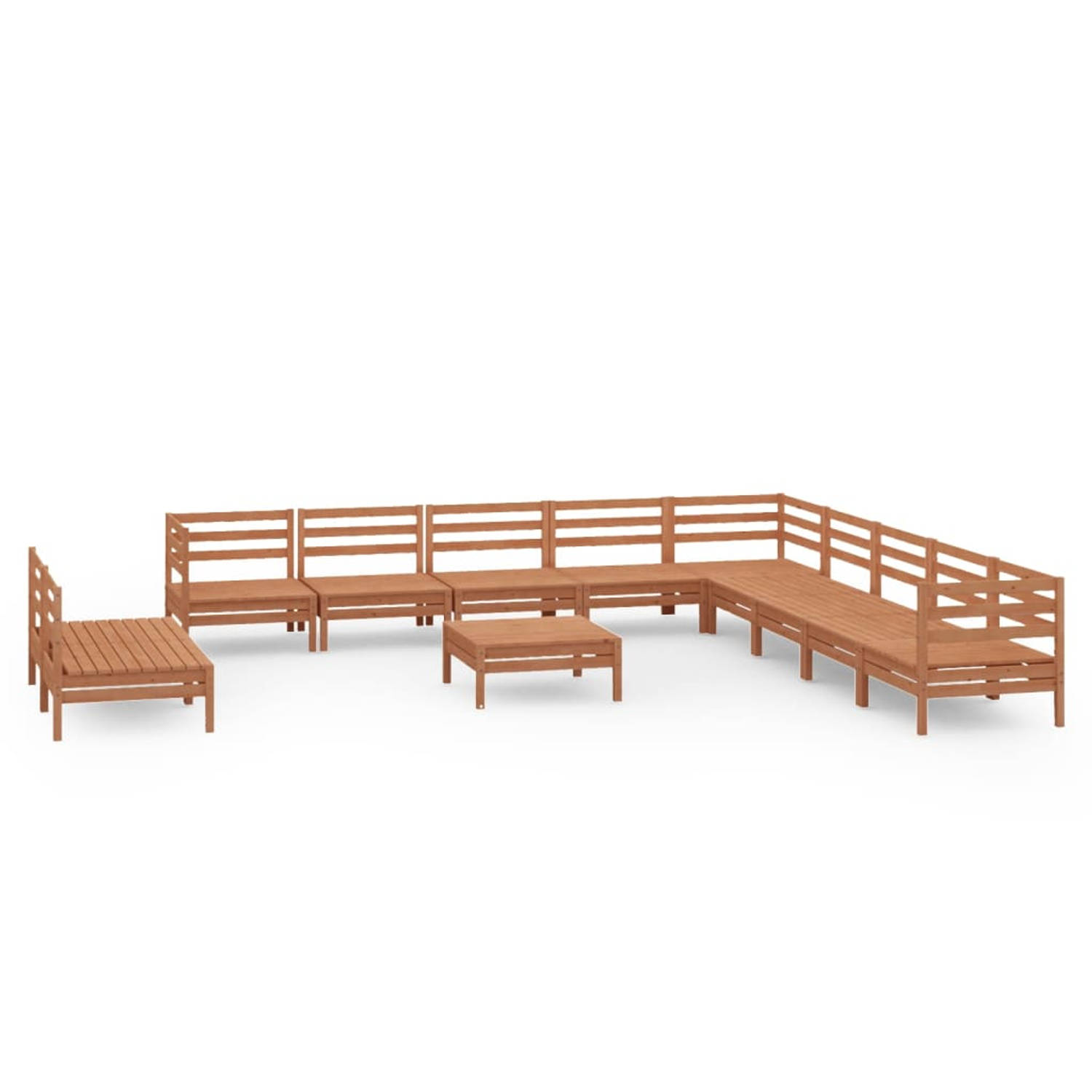 The Living Store 12-delige Loungeset massief grenenhout honingbruin - Tuinset