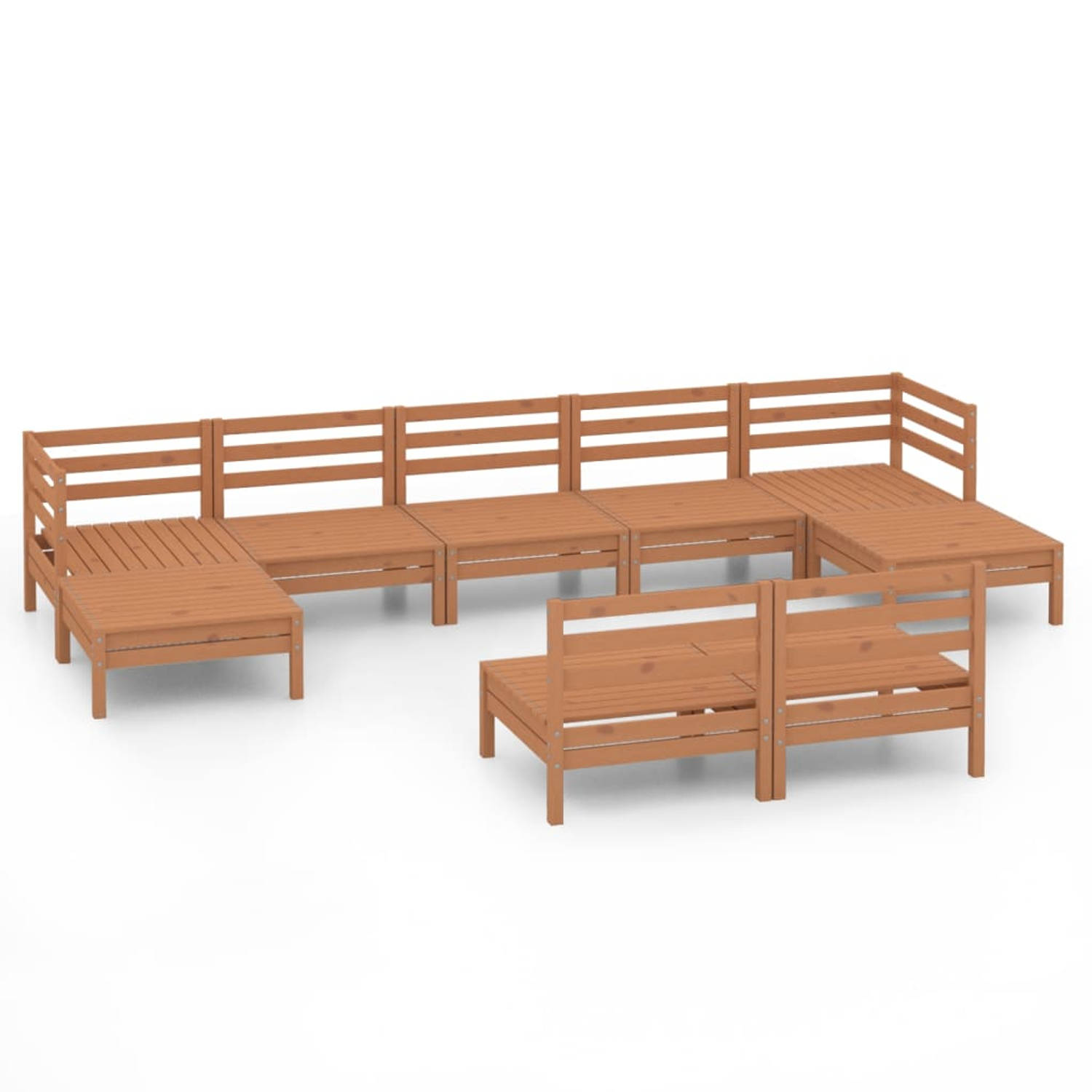 The Living Store Loungeset Pallet - 63.5 x 63.5 x 62.5 cm - Honingbruin - Massief grenenhout