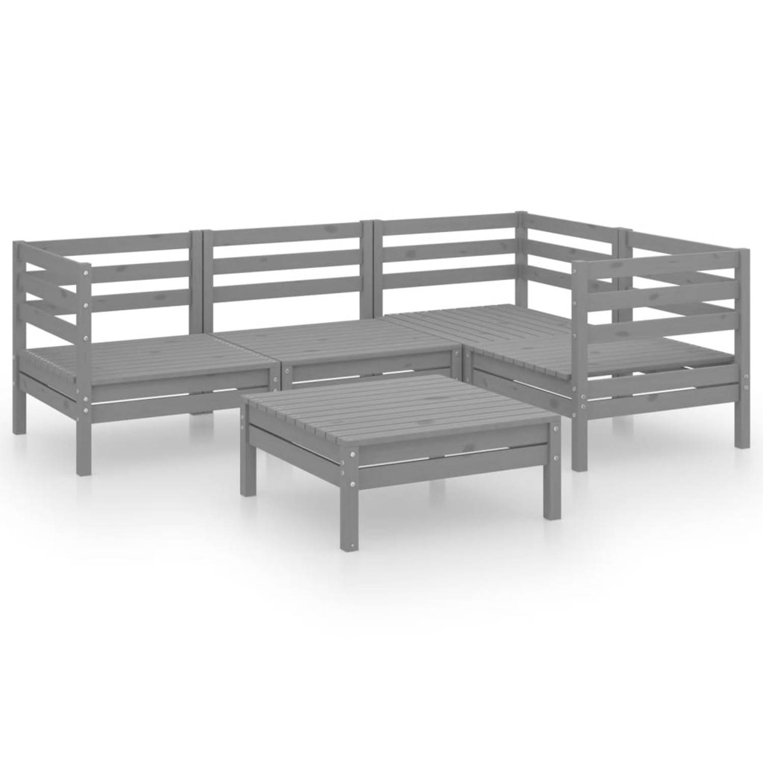 The Living Store Tuinset Pallet Grijs - Grenenhout - 63.5 x 63.5 x 62.5 cm - Modulair