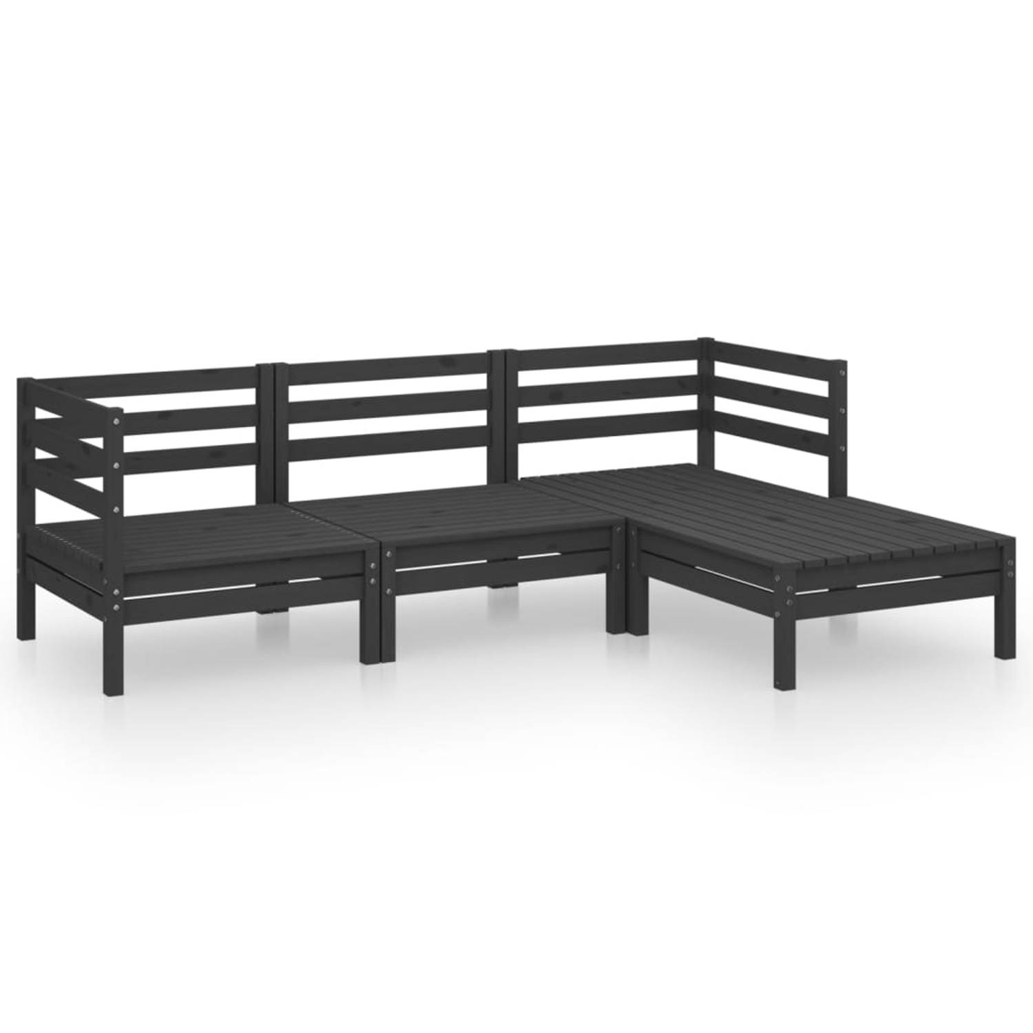 The Living Store Tuinmeubelset Pallet Design - 63.5 x 63.5 x 62.5 cm - Zwart grenenhout