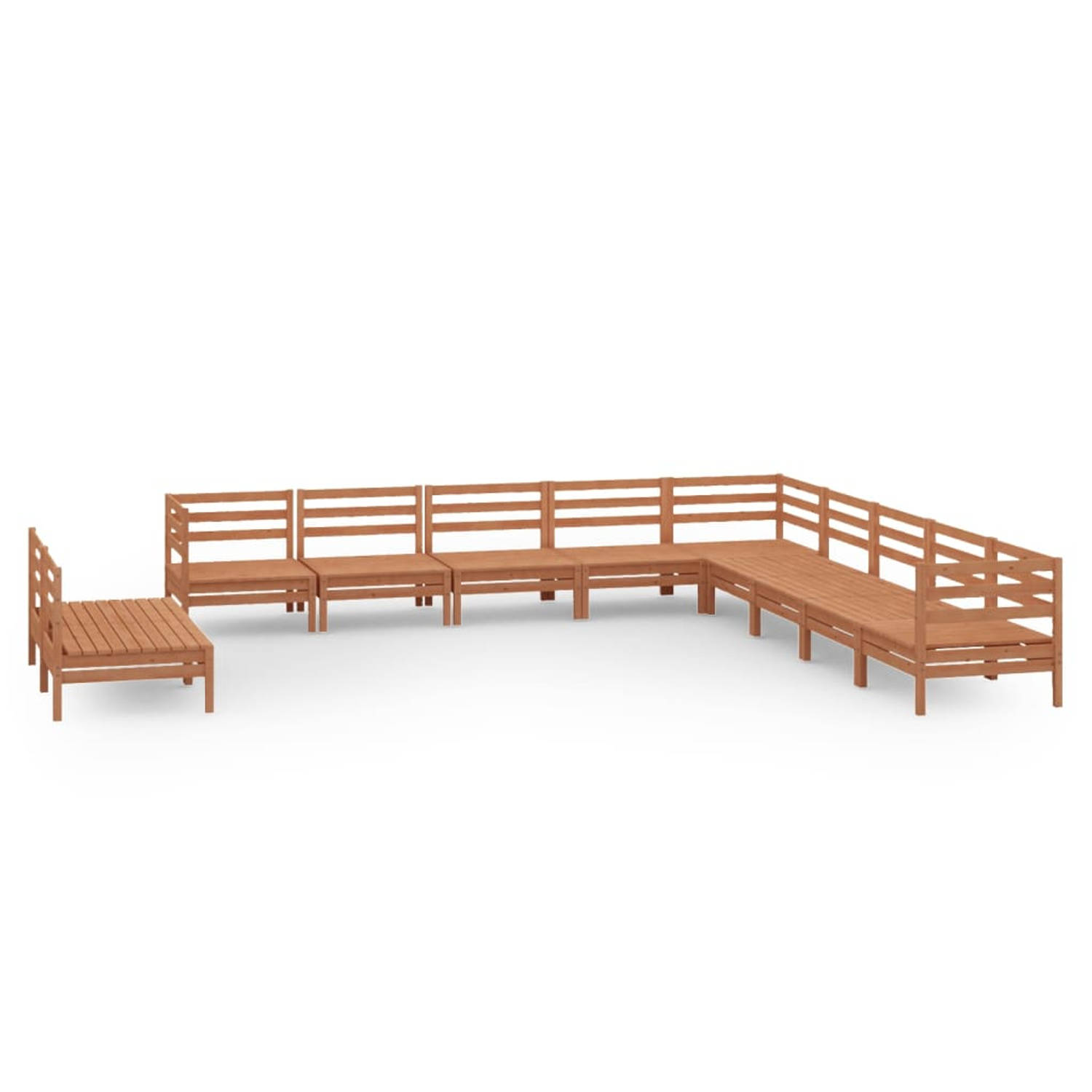 The Living Store 11-delige Loungeset massief grenenhout honingbruin - Tuinset