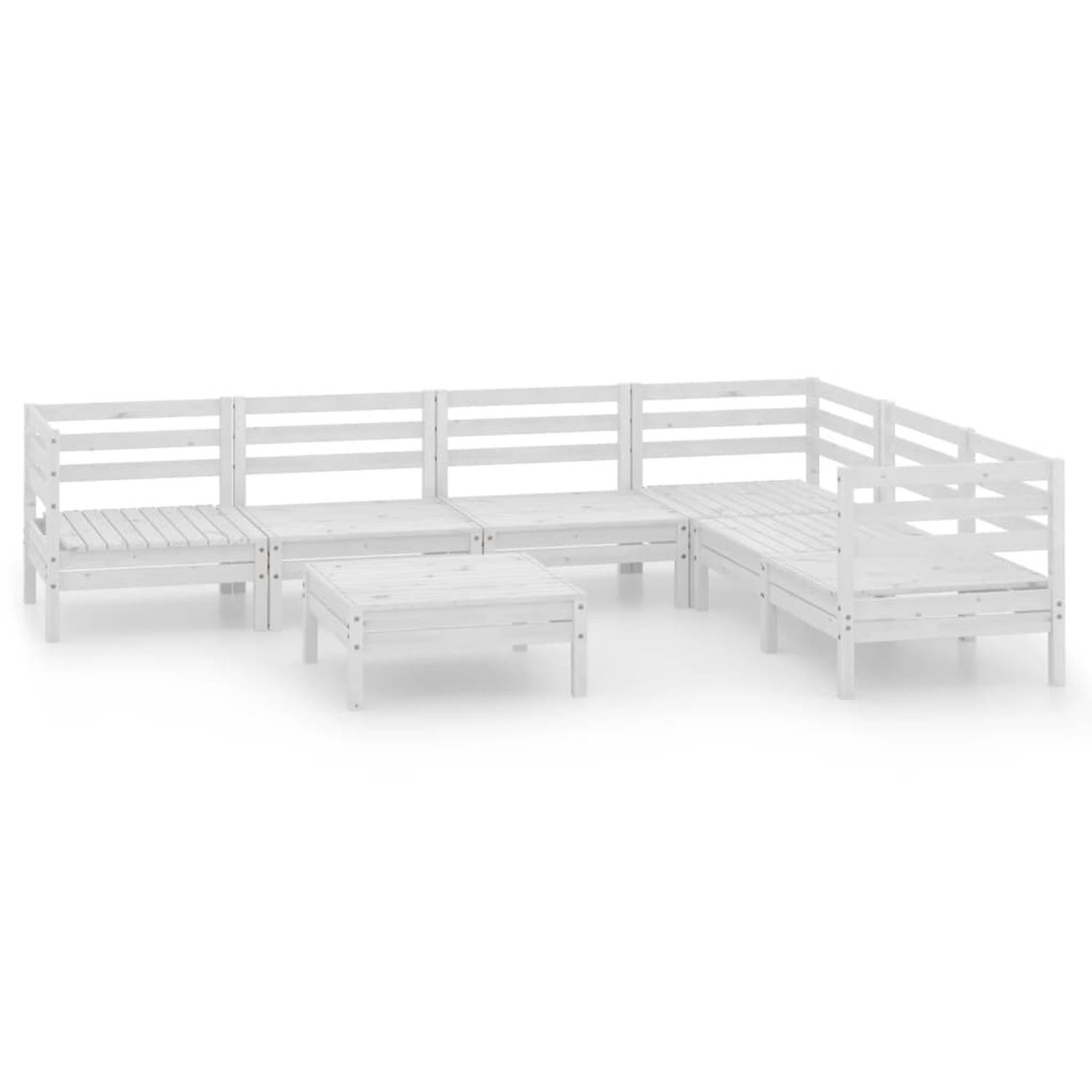 The Living Store Loungeset Pallet - Wit - Massief Grenenhout - 63.5 x 63.5 x 62.5 cm - Modulair