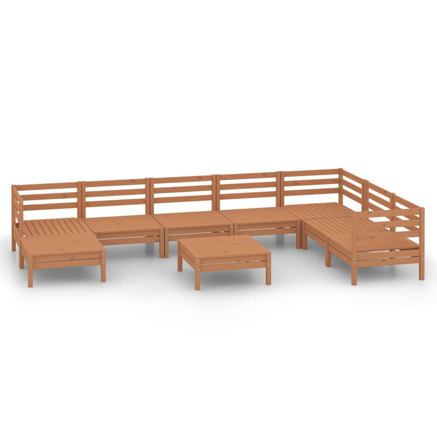 The Living Store Loungeset - Grenenhout - Honingbruin - 63.5x63.5x62.5 cm - Modulair