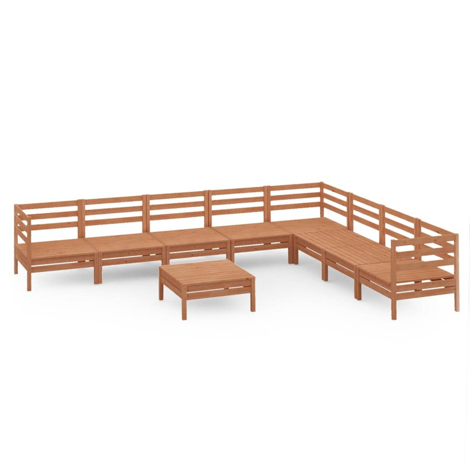The Living Store 9-delige Loungeset massief grenenhout honingbruin - Tuinset