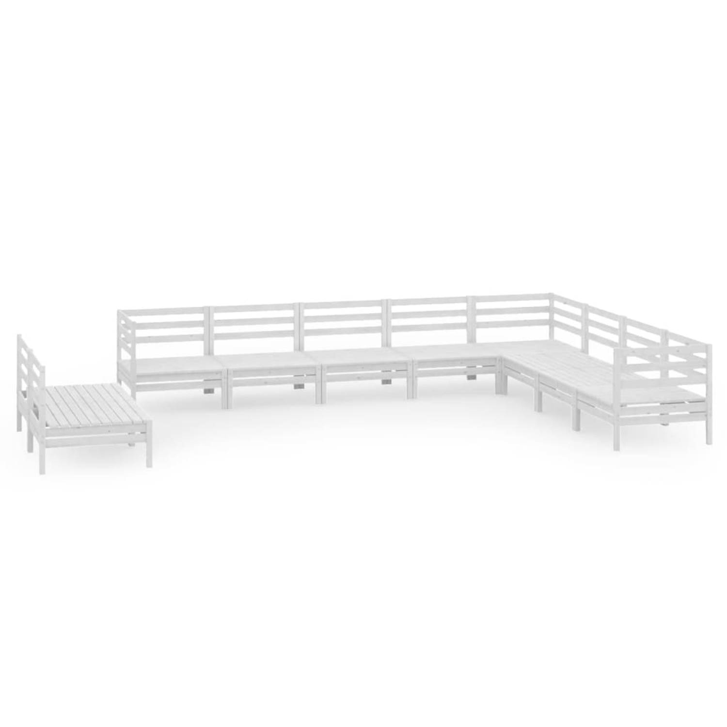 The Living Store Tuinmeubelset - Grenenhout - Wit - 63.5 x 63.5 x 62.5 cm - Modulair
