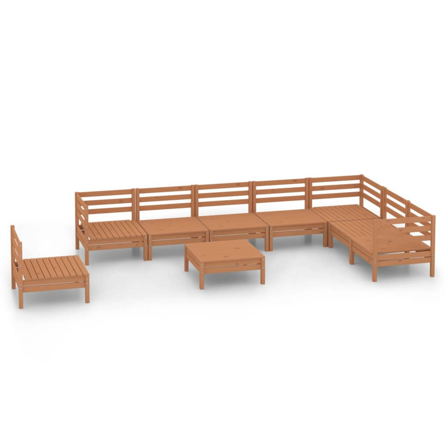 The Living Store 9-delige Loungeset massief grenenhout honingbruin - Tuinset