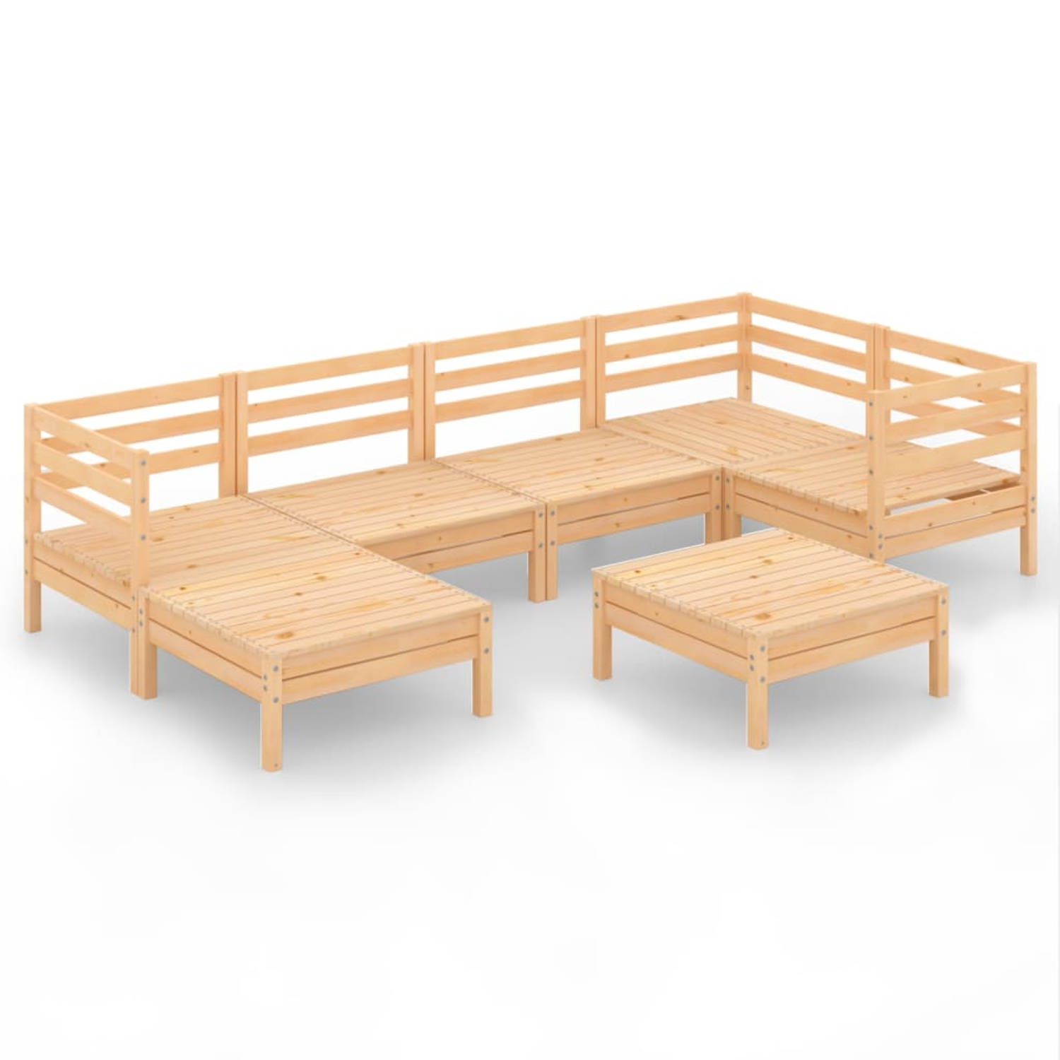 The Living Store Pallet Lounge Set - Grenenhout - Modulair - 63.5x63.5x62.5 cm - Rustiek