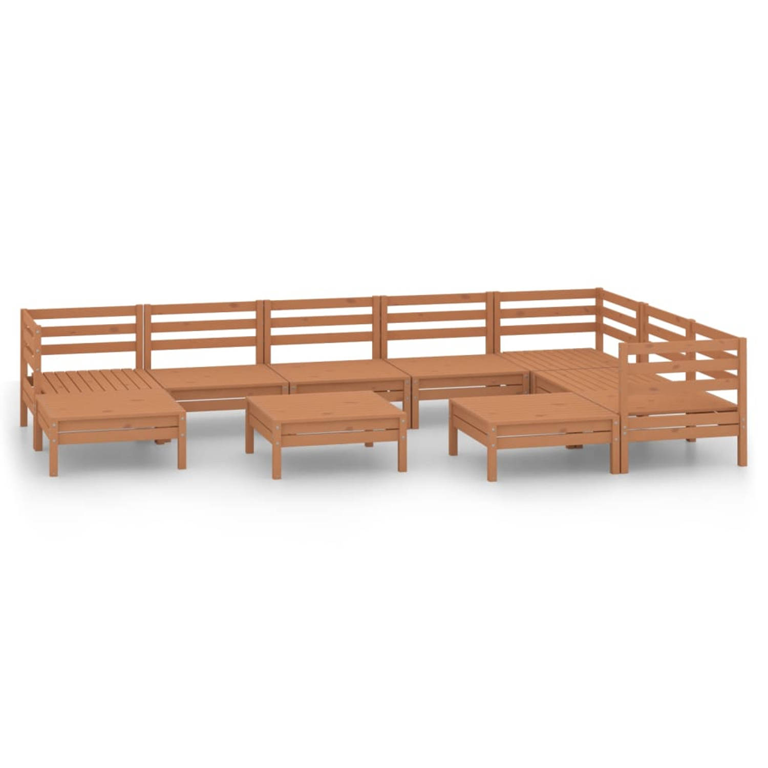 The Living Store 10-delige Loungeset massief grenenhout honingbruin - Tuinset