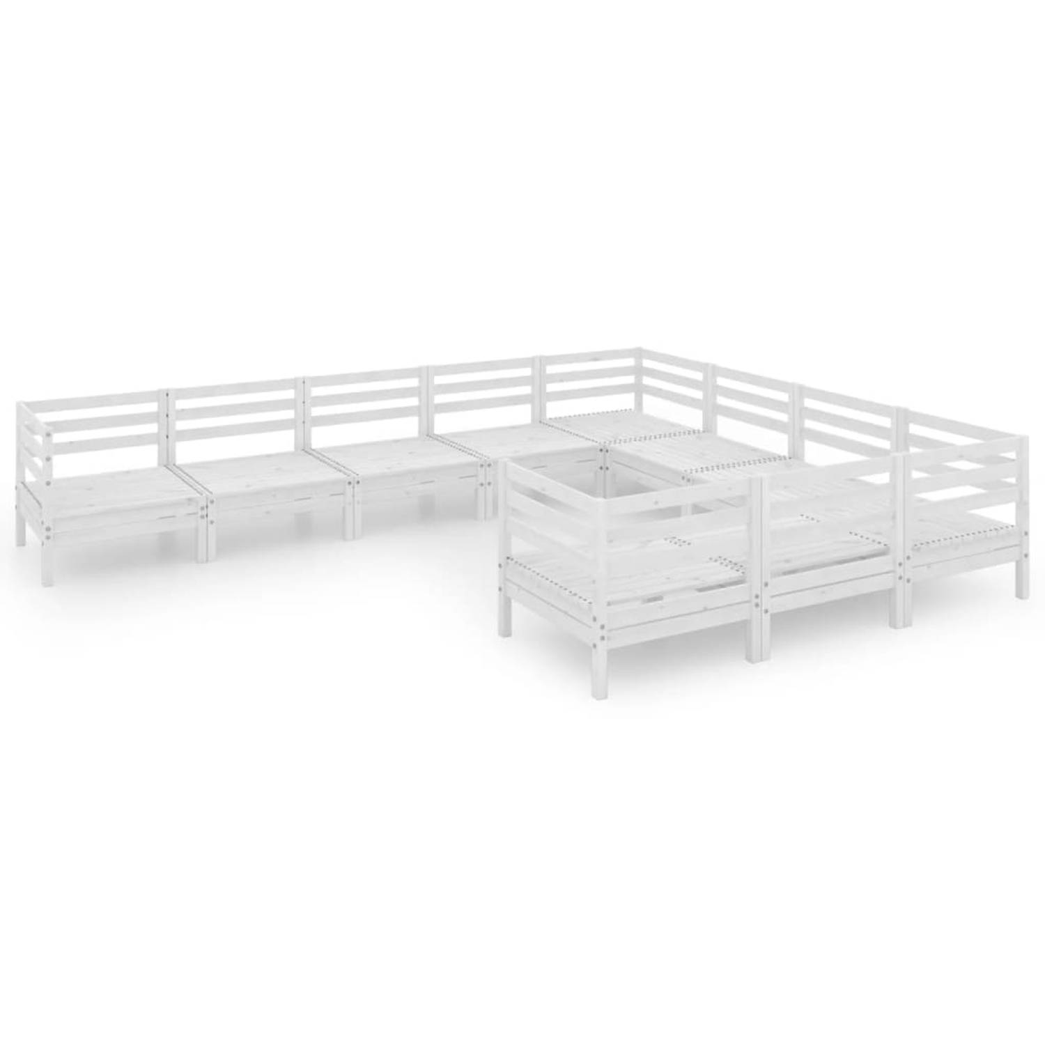 The Living Store Loungeset Pallet Grenenhout - 63.5 x 63.5 x 62.5 cm - Modulair - Wit