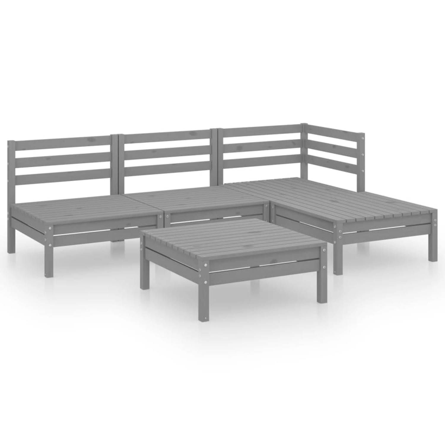 The Living Store Tuinmeubelset Pallet - 63.5 x 63.5 x 62.5 cm - Grijs - Massief grenenhout