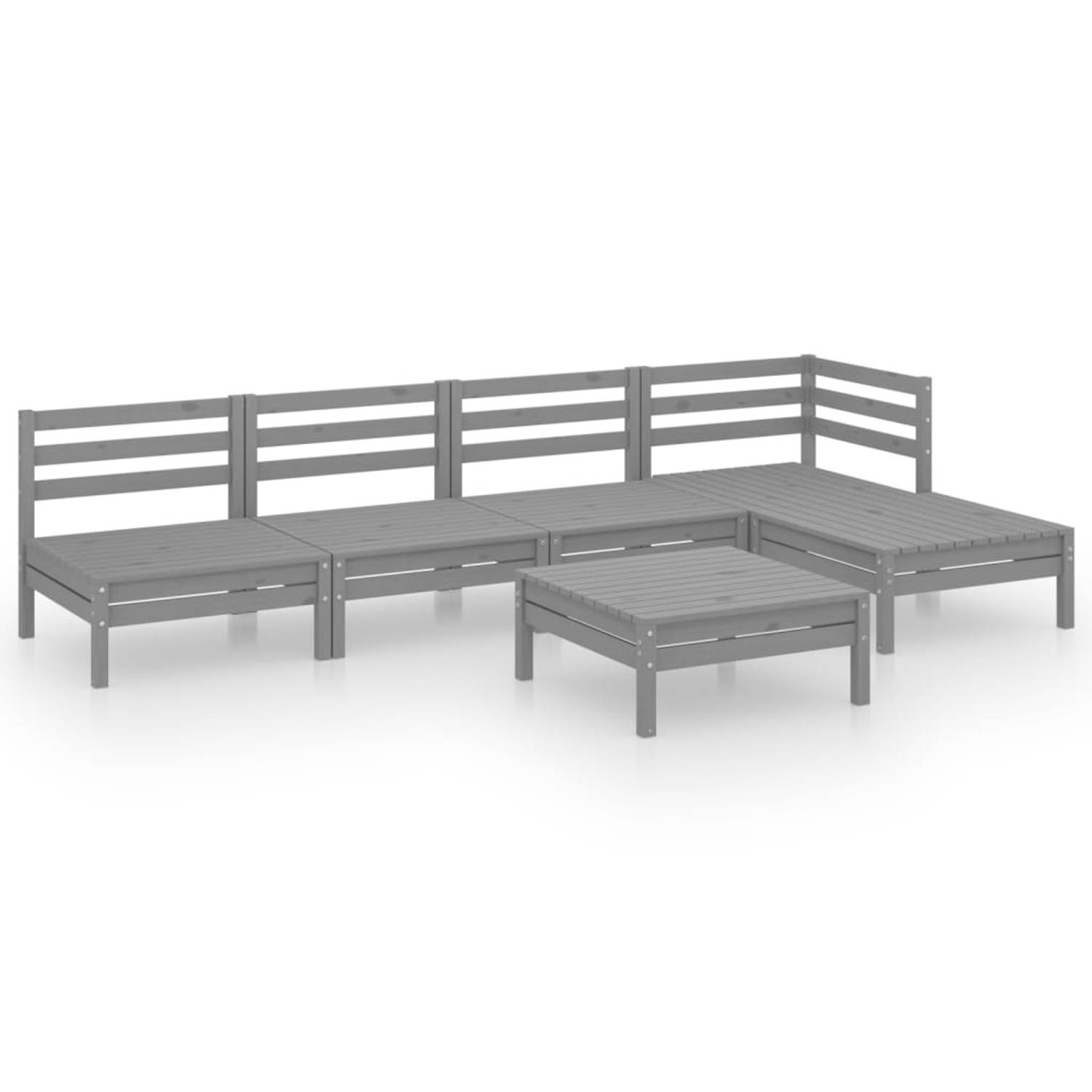 The Living Store Tuinset Pallet Grijs - 63.5 x 63.5 x 62.5 cm - Massief grenenhout