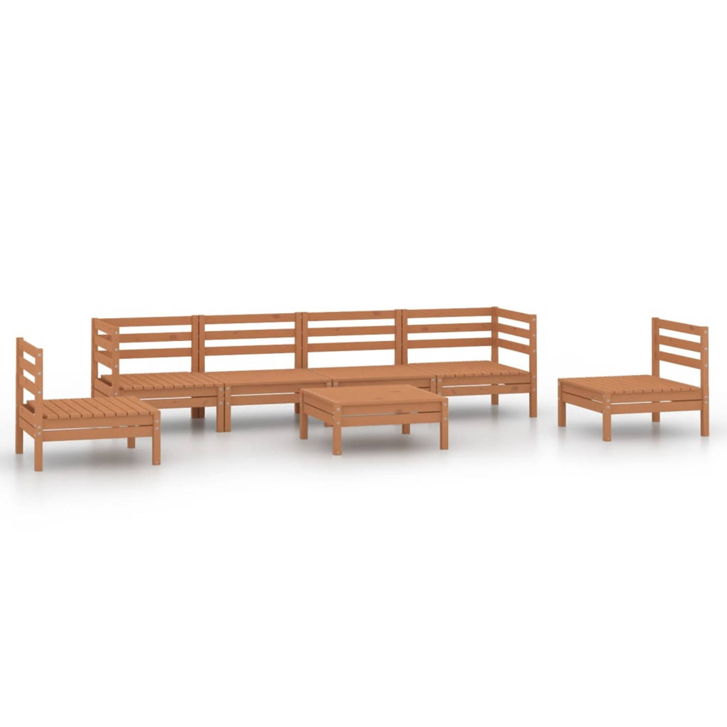 The Living Store Loungeset - Grenenhout - Honingbruin - 63.5x63.5x62.5cm - Modulair design