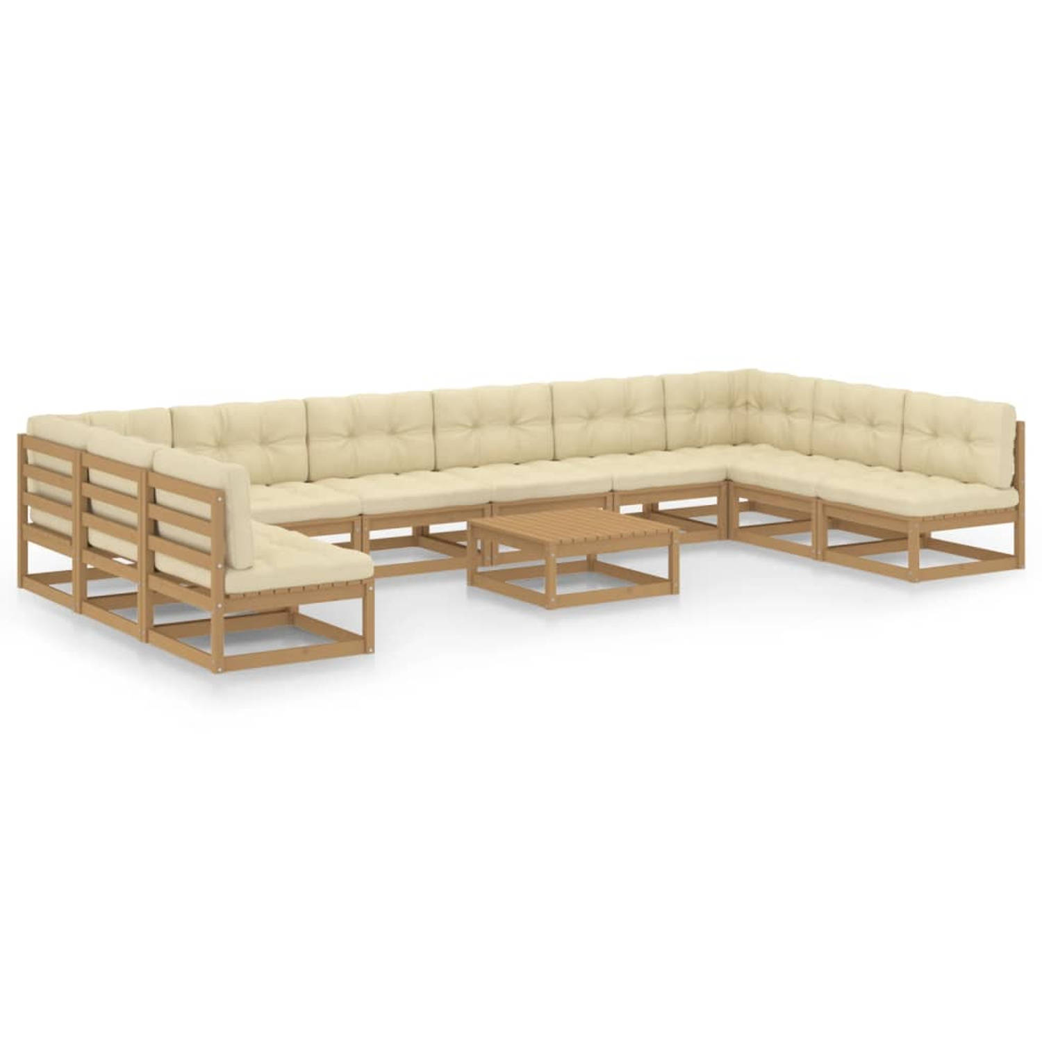 The Living Store Tuinset Grenenhout - Loungeset - 70x70x67 cm - Honingbruin
