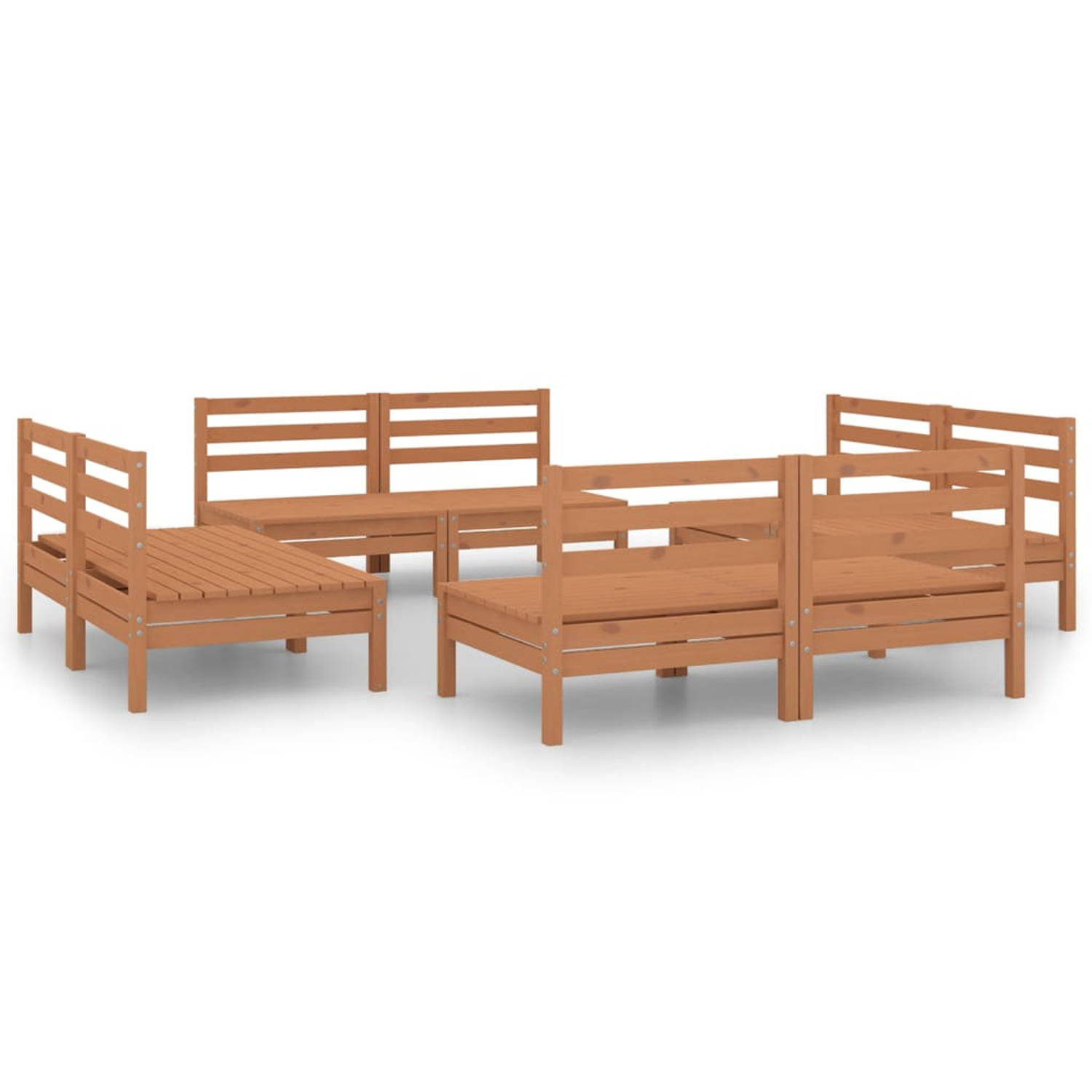 The Living Store 8-delige Loungeset massief grenenhout honingbruin - Tuinset