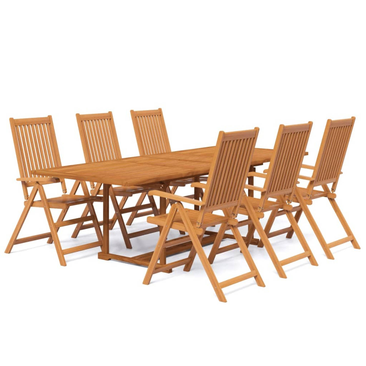 The Living Store tuinmeubelset acaciahout uitschuifbare tafel verstelbare stoel 160-240x100x75 cm 6 