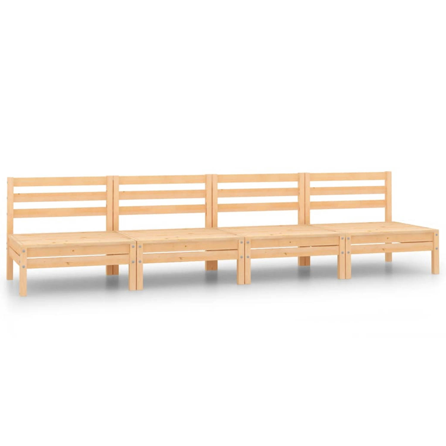 The Living Store Loungebank - Massief grenenhout - 63.5 x 63.5 x 62.5 cm - 4x middenbank