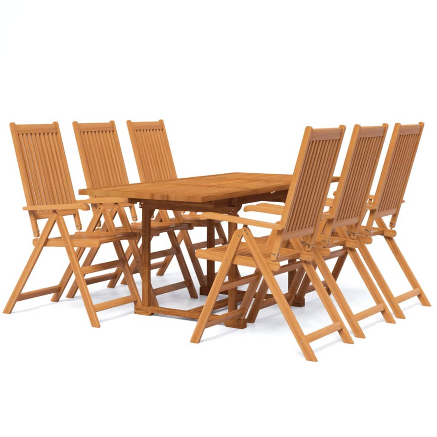 The Living Store Houten Tuinmeubelset - Acaciahout - Uitschuifbare tafel - Verstelbare en inklapbare stoel