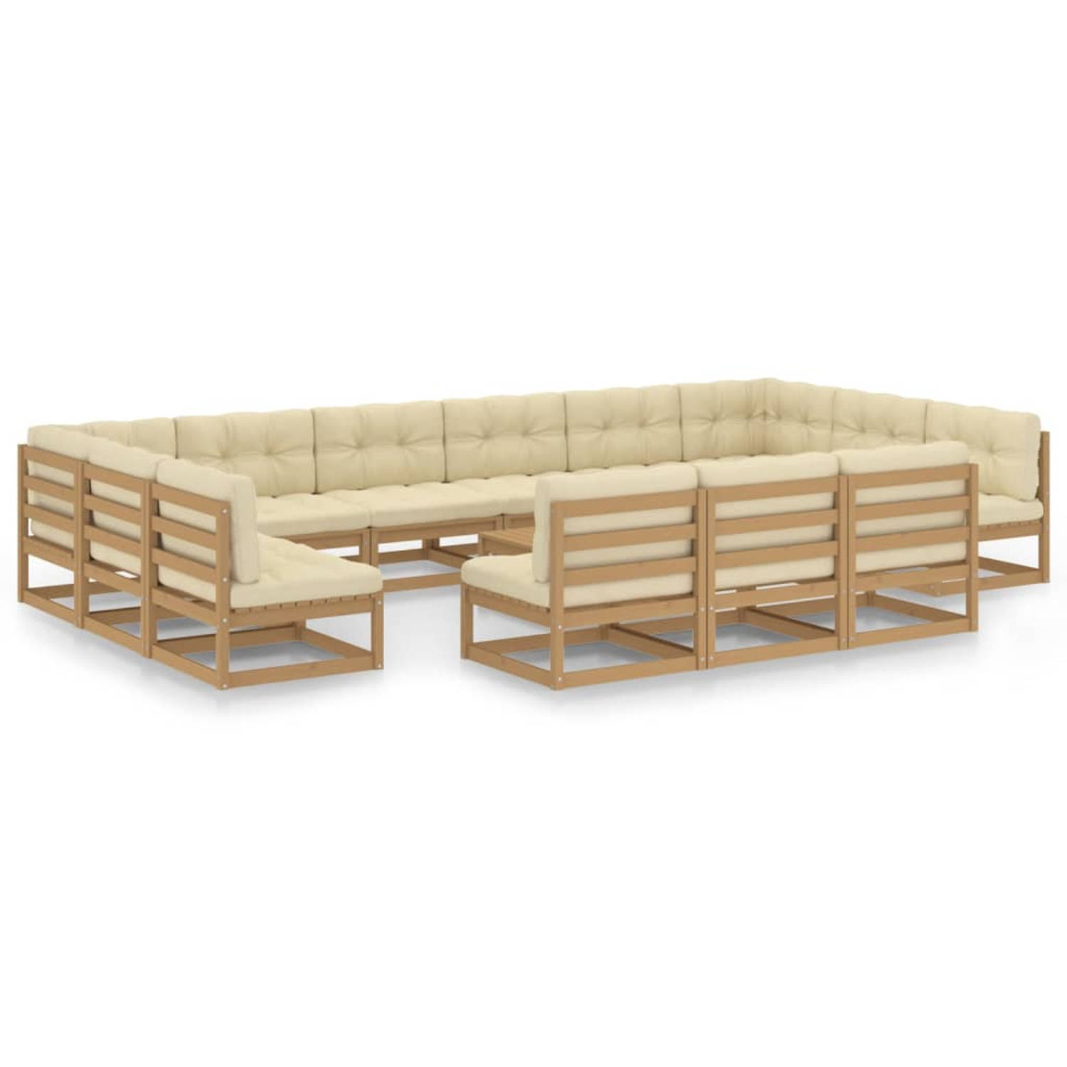 The Living Store Loungeset Pine - 70 x 70 x 67 cm - Honey Cream