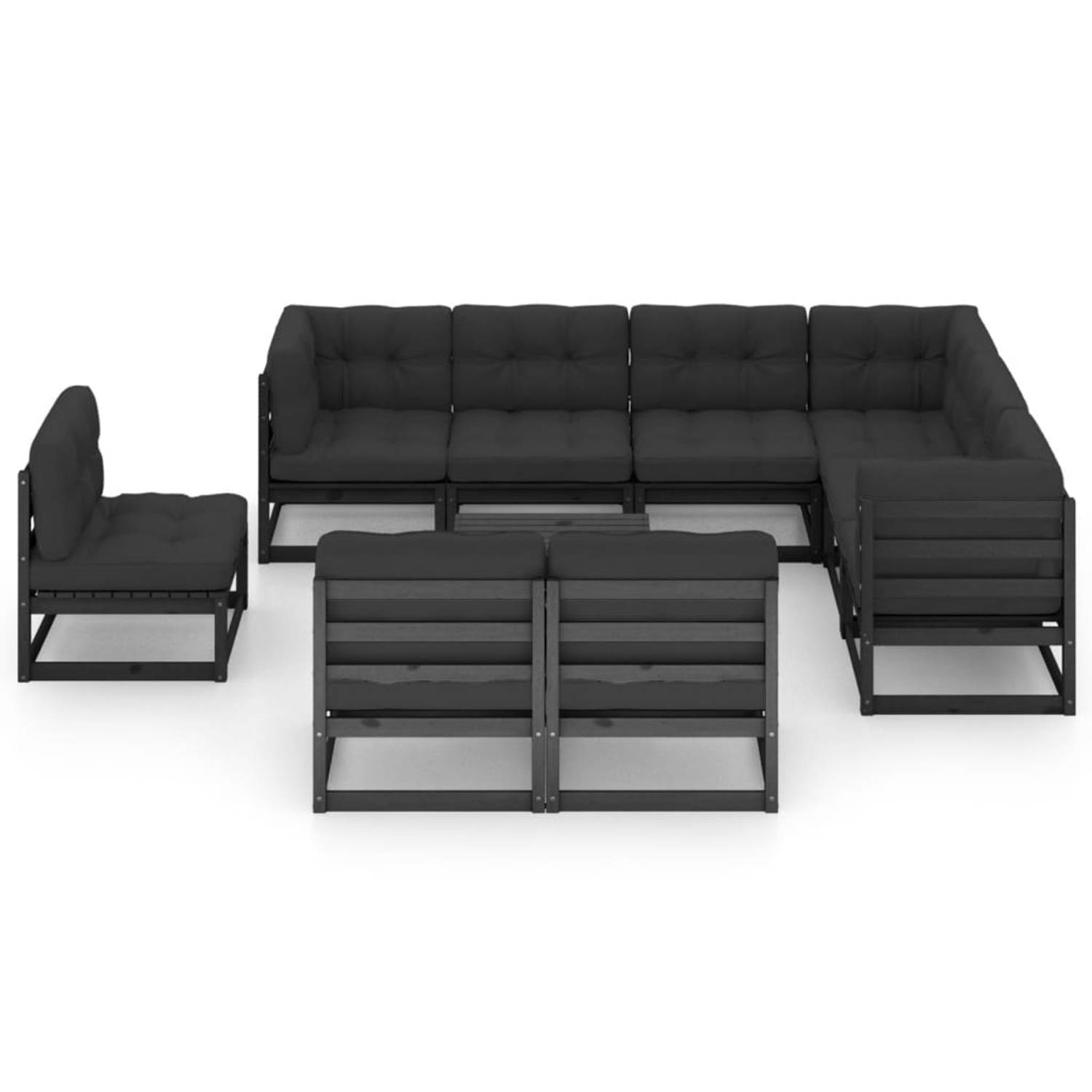 The Living Store Tuinset Grenenhout - Lounge - 70 x 70 x 67 cm - Zwart - Antraciet