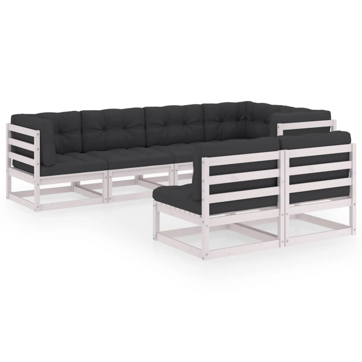The Living Store loungeset - Grenenhout - Wit - 70x70x67cm - inclusief kussens