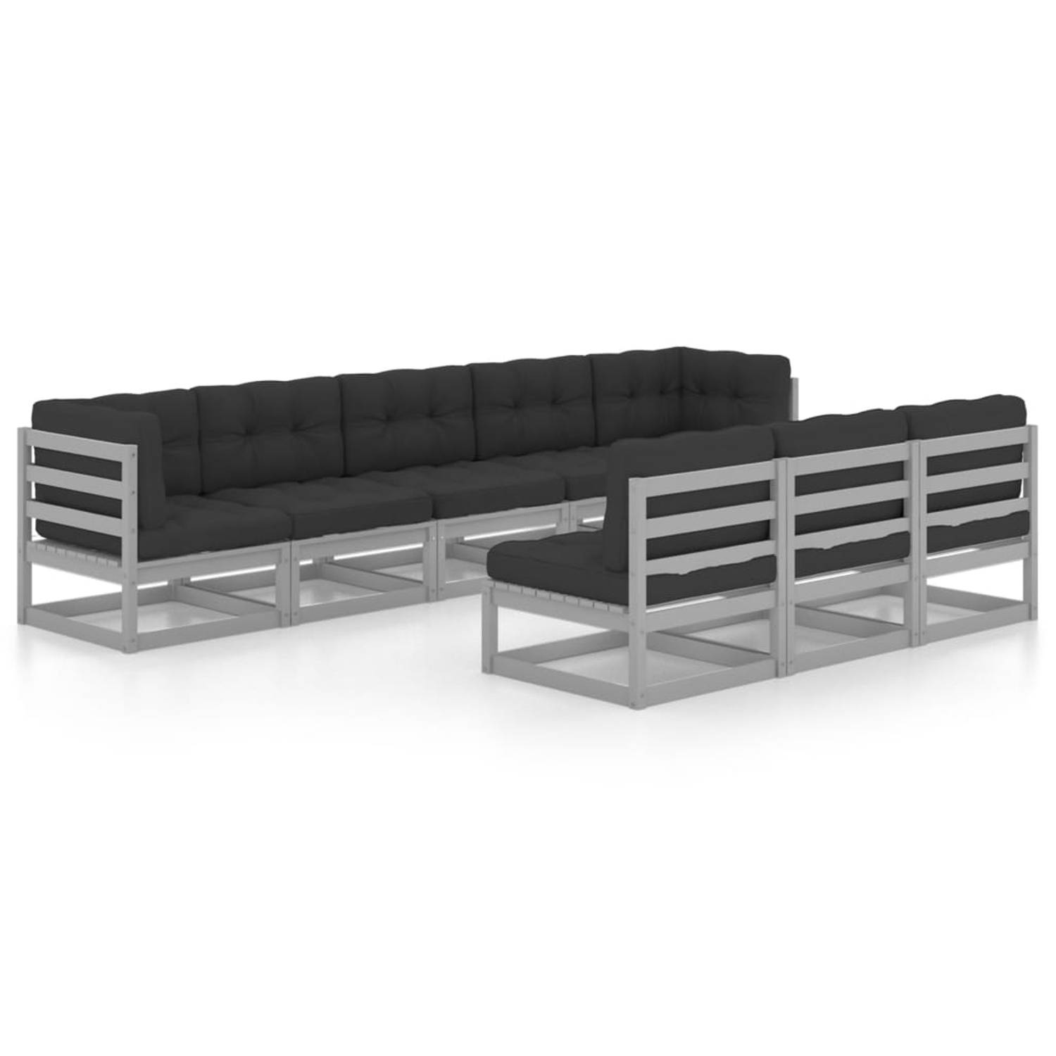 The Living Store Loungeset - Grenenhout - Grijs - Massief - 70 x 70 x 67 cm