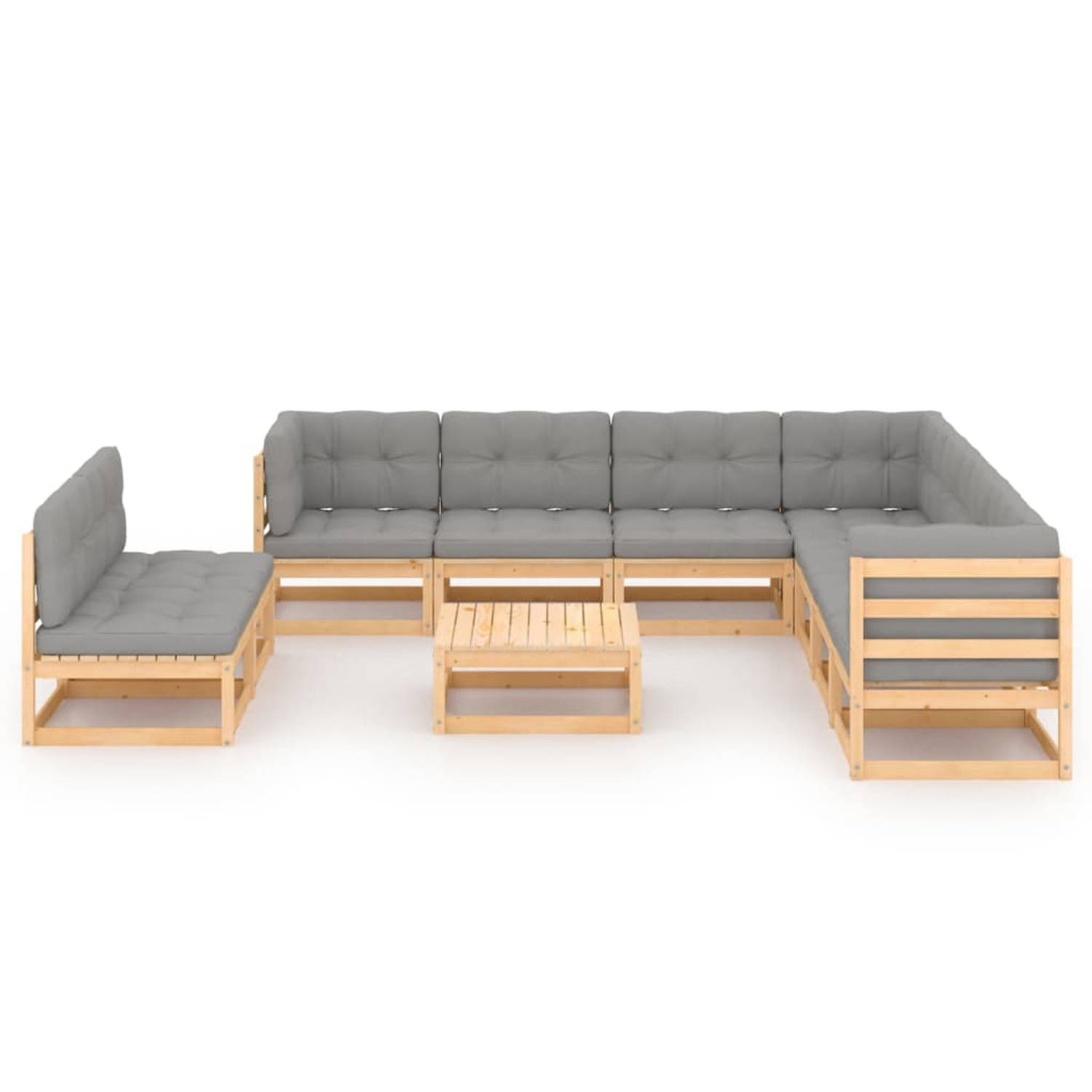 The Living Store Tuinset Grenenhout Lounge - 70x70x67 cm - Grijs