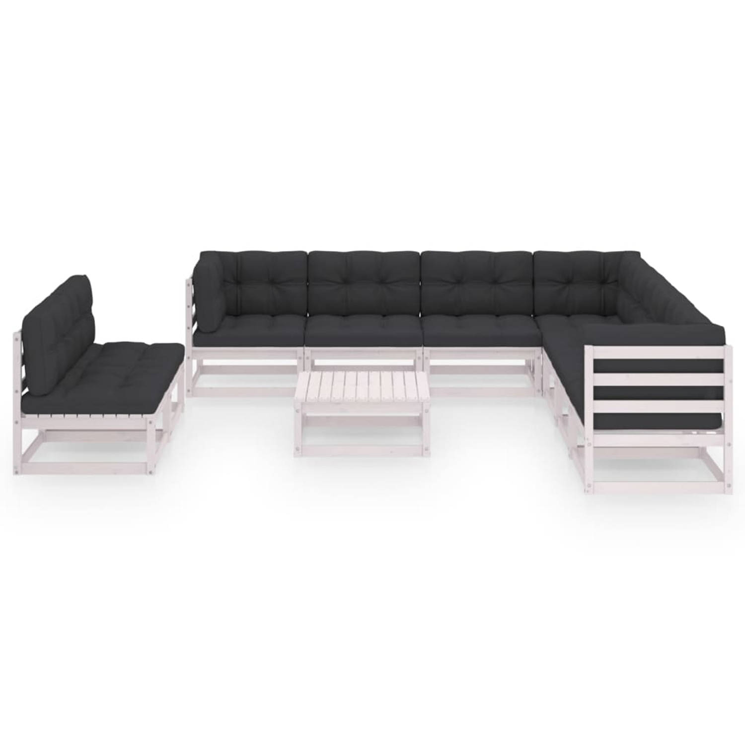 The Living Store Loungeset - Grenenhout - Wit - 70x70x67 cm