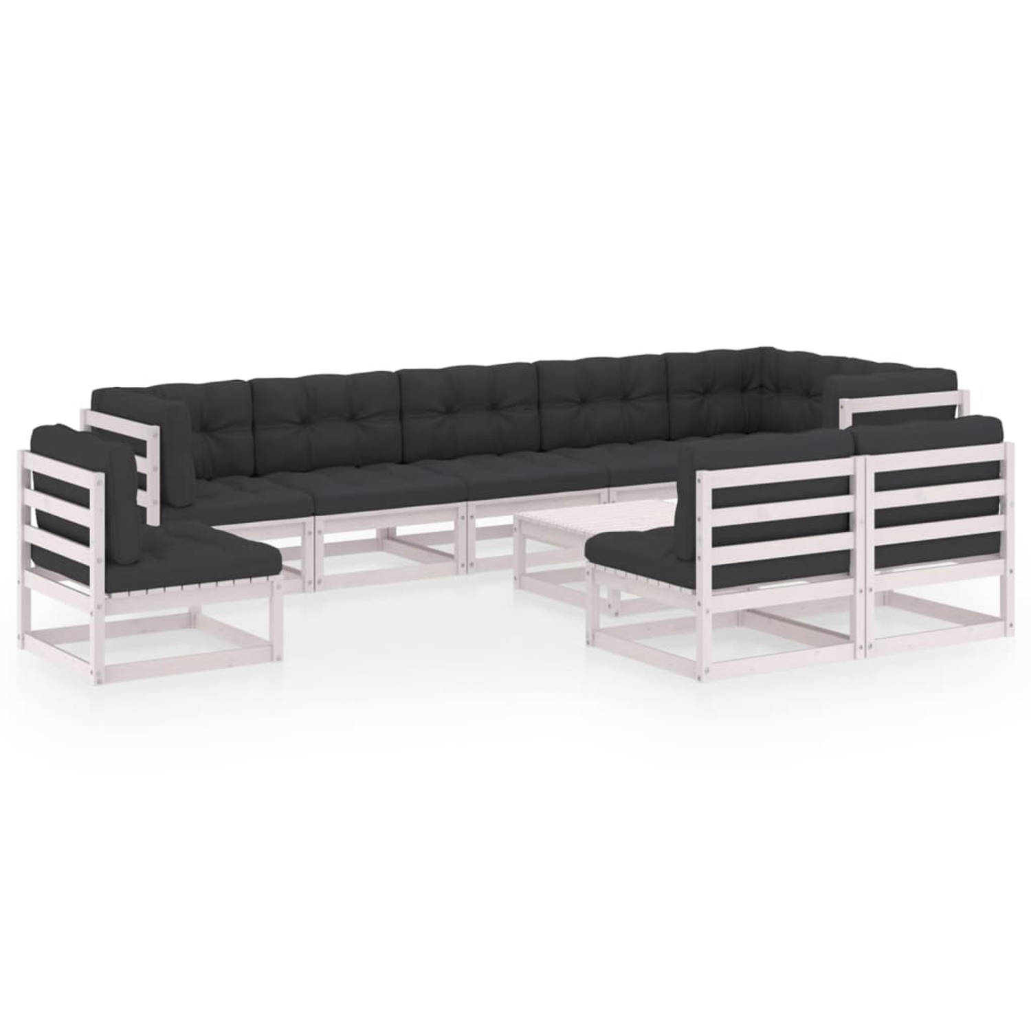The Living Store Tuinset Grenenhout - Lounge - 70 x 70 x 67 cm - wit - antraciet