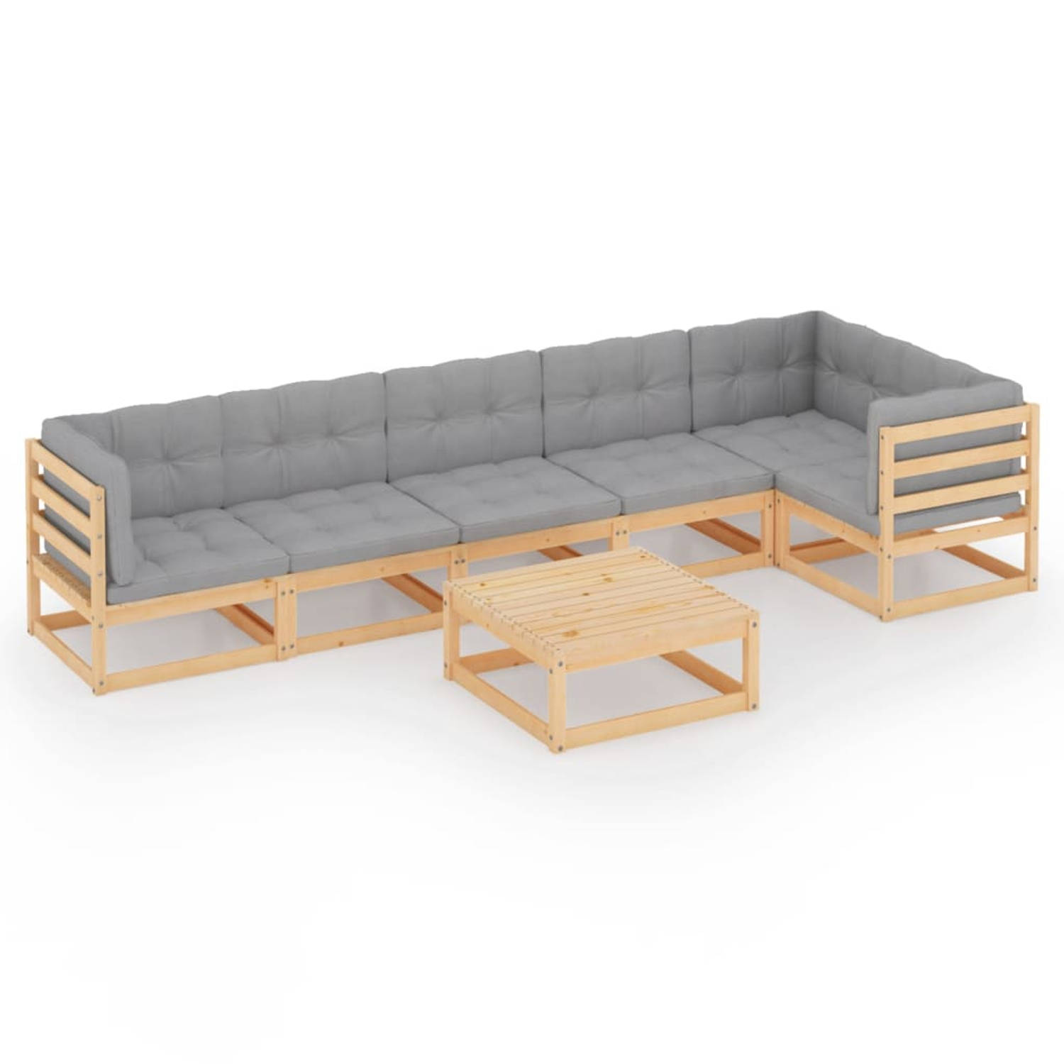 The Living Store Tuinset Grenenhout - Grijs - 70x70x67cm - Modulair