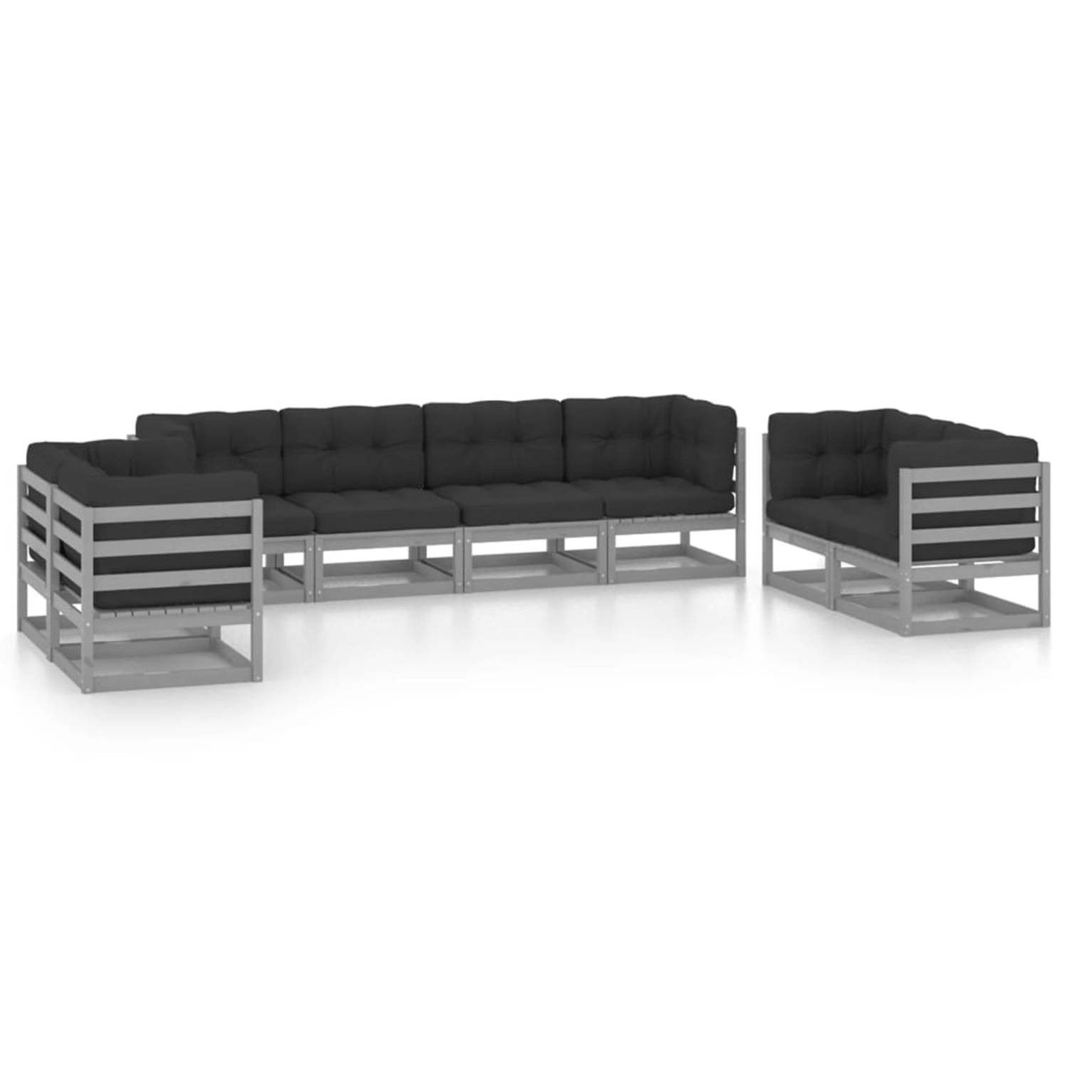 The Living Store 8-delige Loungeset met kussens massief grenenhout - Tuinset