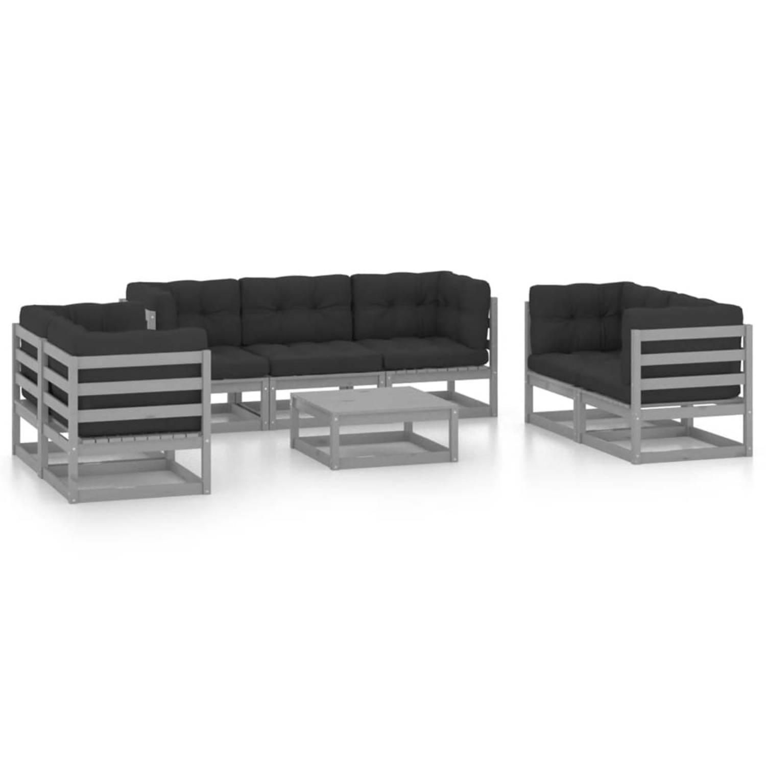 The Living Store 8-delige Loungeset met kussens massief grenenhout - Tuinset