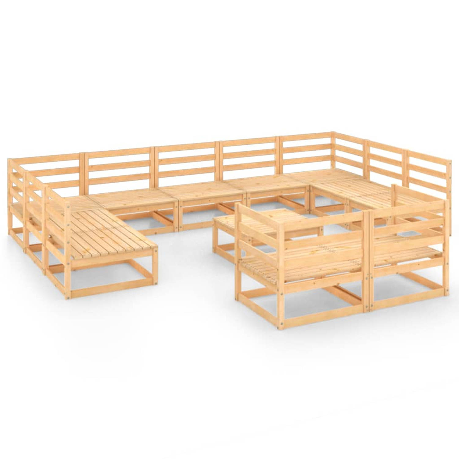 The Living Store Loungeset Pine - 70 x 70 x 67 cm - Massief grenenhout