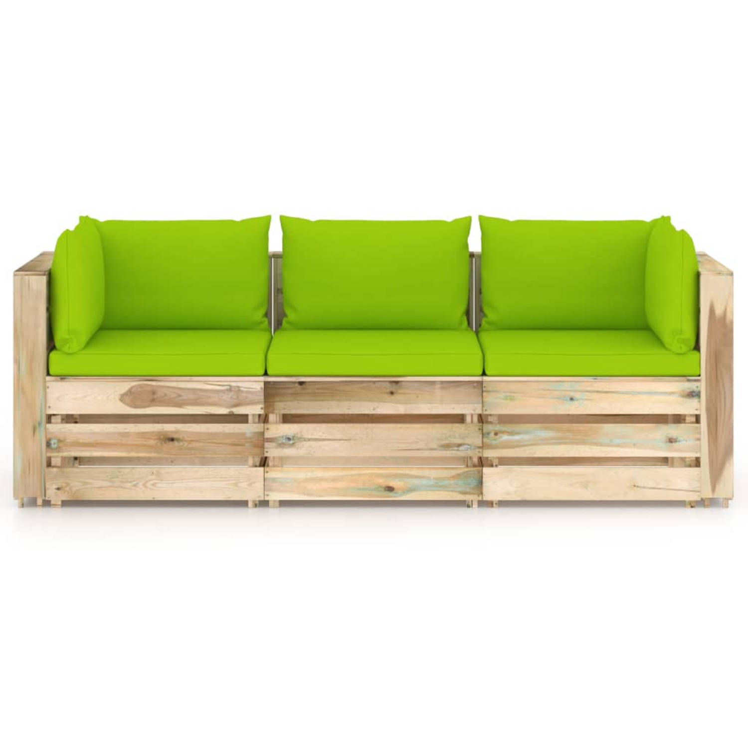 The Living Store Palletbank - Tuinmeubelen - 69 x 70 x 66 cm - Grenenhout - Houten bank - Groen