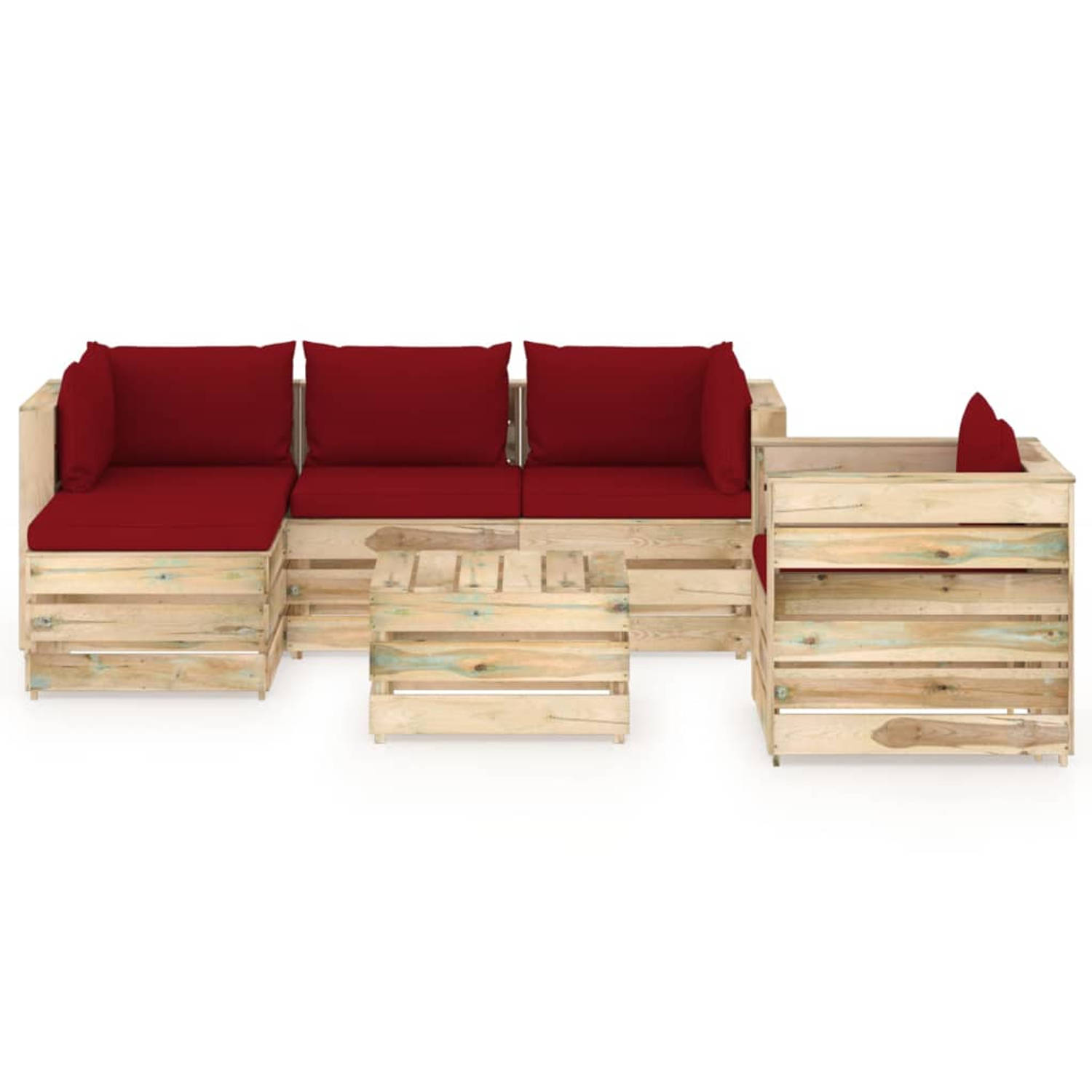 The Living Store Pallet Lounge Set - Tuinmeubelset van Geïmpregneerd Grenenhout - Modulair Design - Afmetingen-