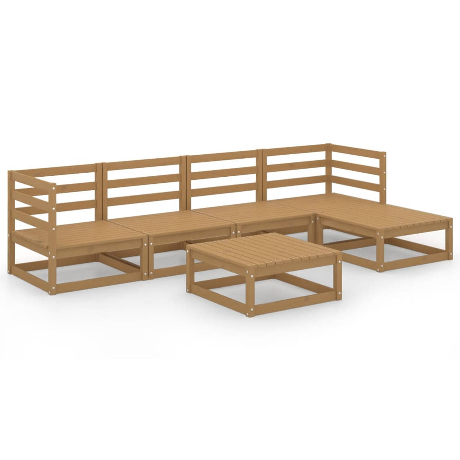 The Living Store 6-delige Loungeset massief grenenhout honingbruin - Tuinset