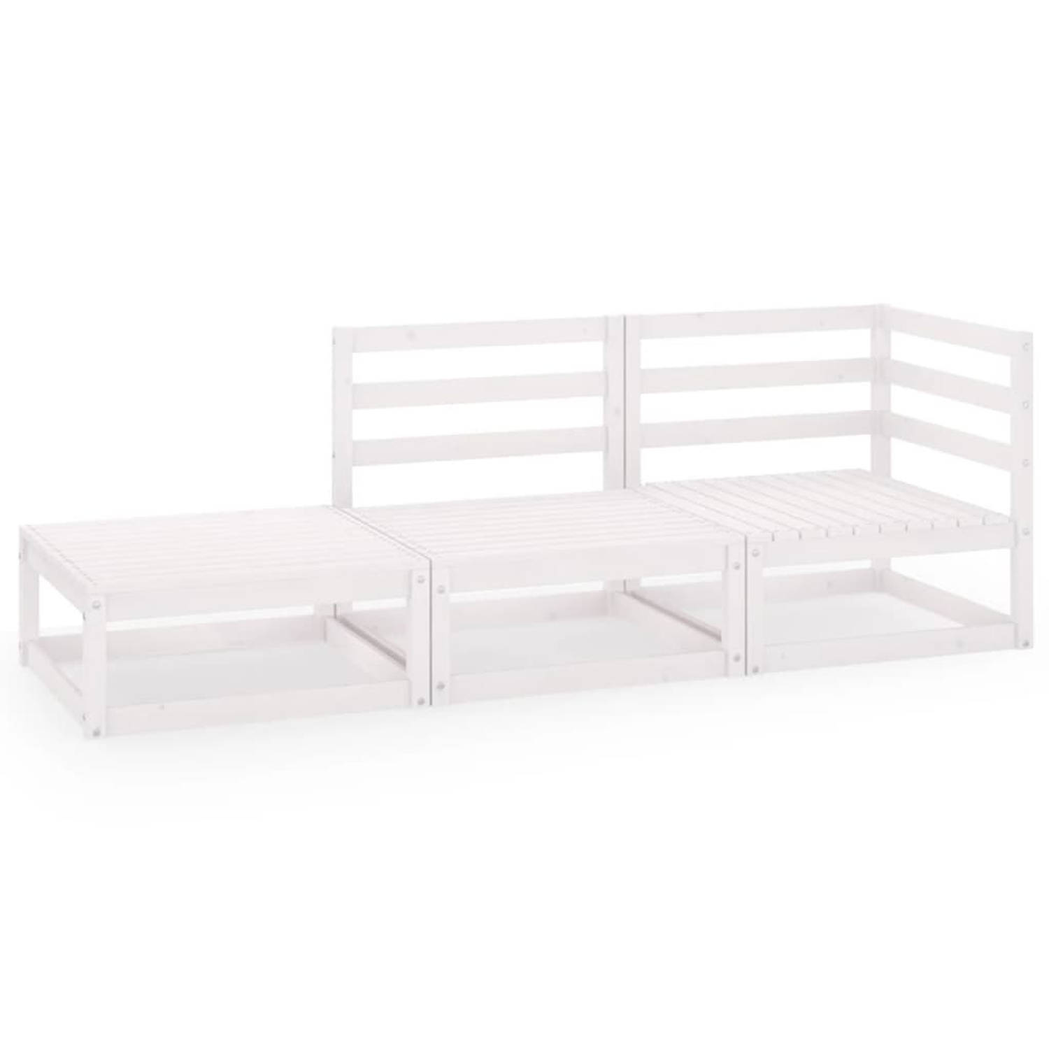 The Living Store Tuinset Grenenhout - Wit - 70x70x67cm - Modulaire loungeset