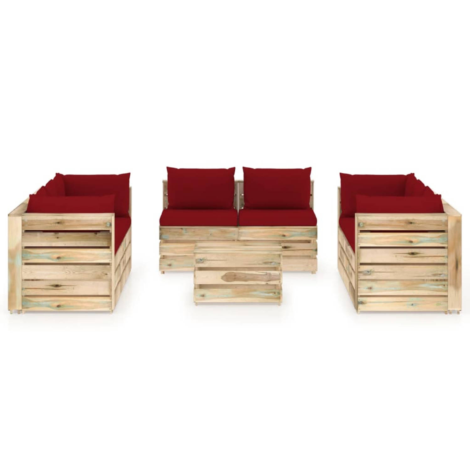 The Living Store Pallet Loungeset - Houten Tuinmeubel - 69 x 70 x 66 cm - Grenenhout