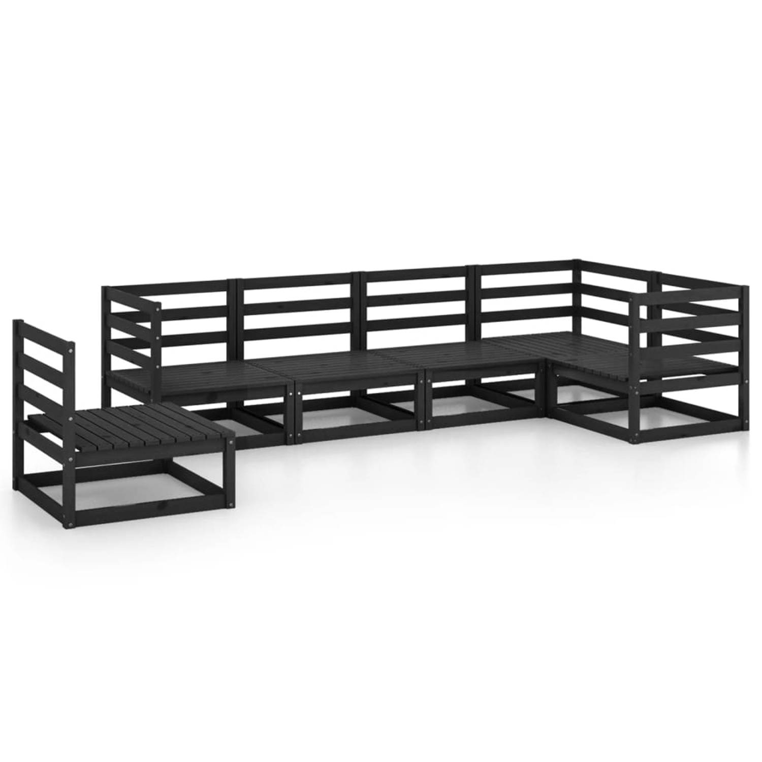 The Living Store Tuinset - Grenenhout - Zwart - 70 x 70 x 67 cm - Modulaire loungeset