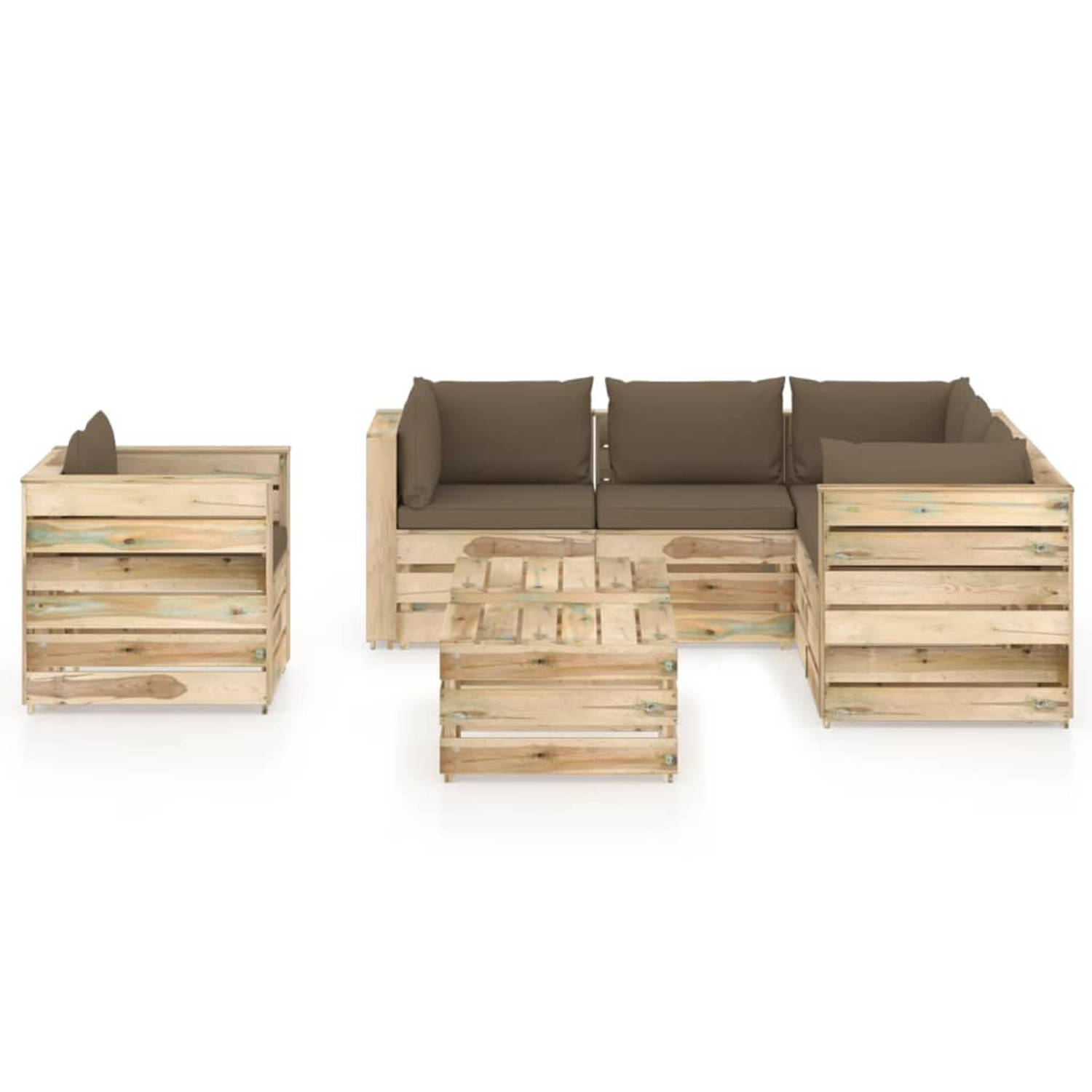 The Living Store - Pallet loungeset - Tuinmeubelen - 69 x 70 x 66 cm - grenenhout