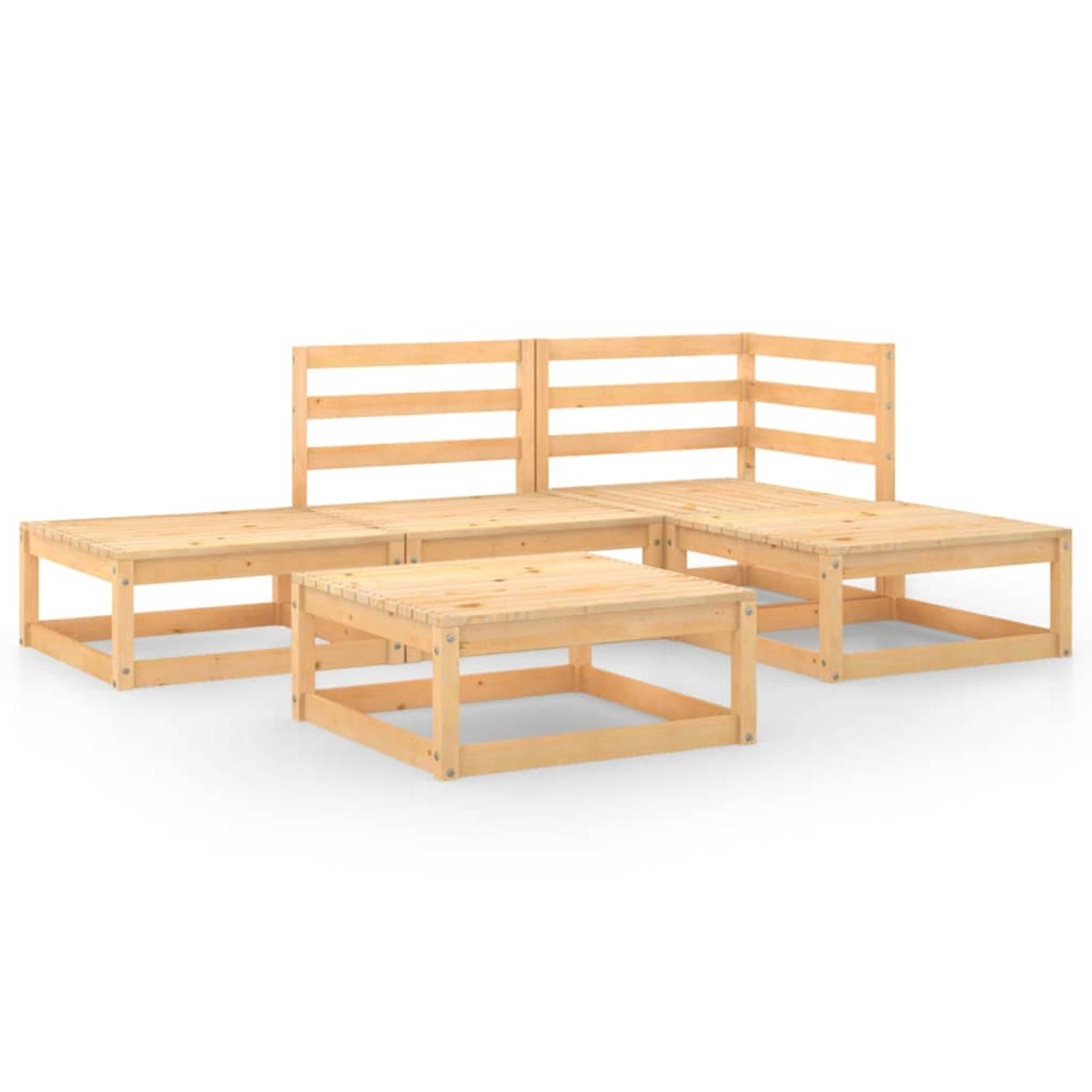 The Living Store Tuinset Grenenhout - Modulair - 70x70x67 cm - 3-delige set