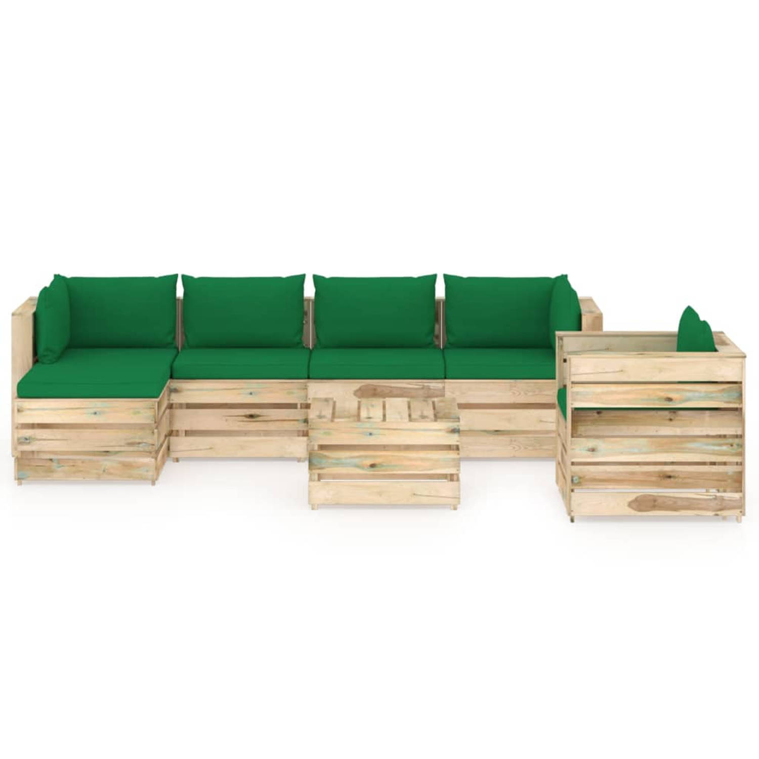 The Living Store Pallet Loungeset - Grenenhout - Groen - 69 x 70 x 66 cm - Modulair